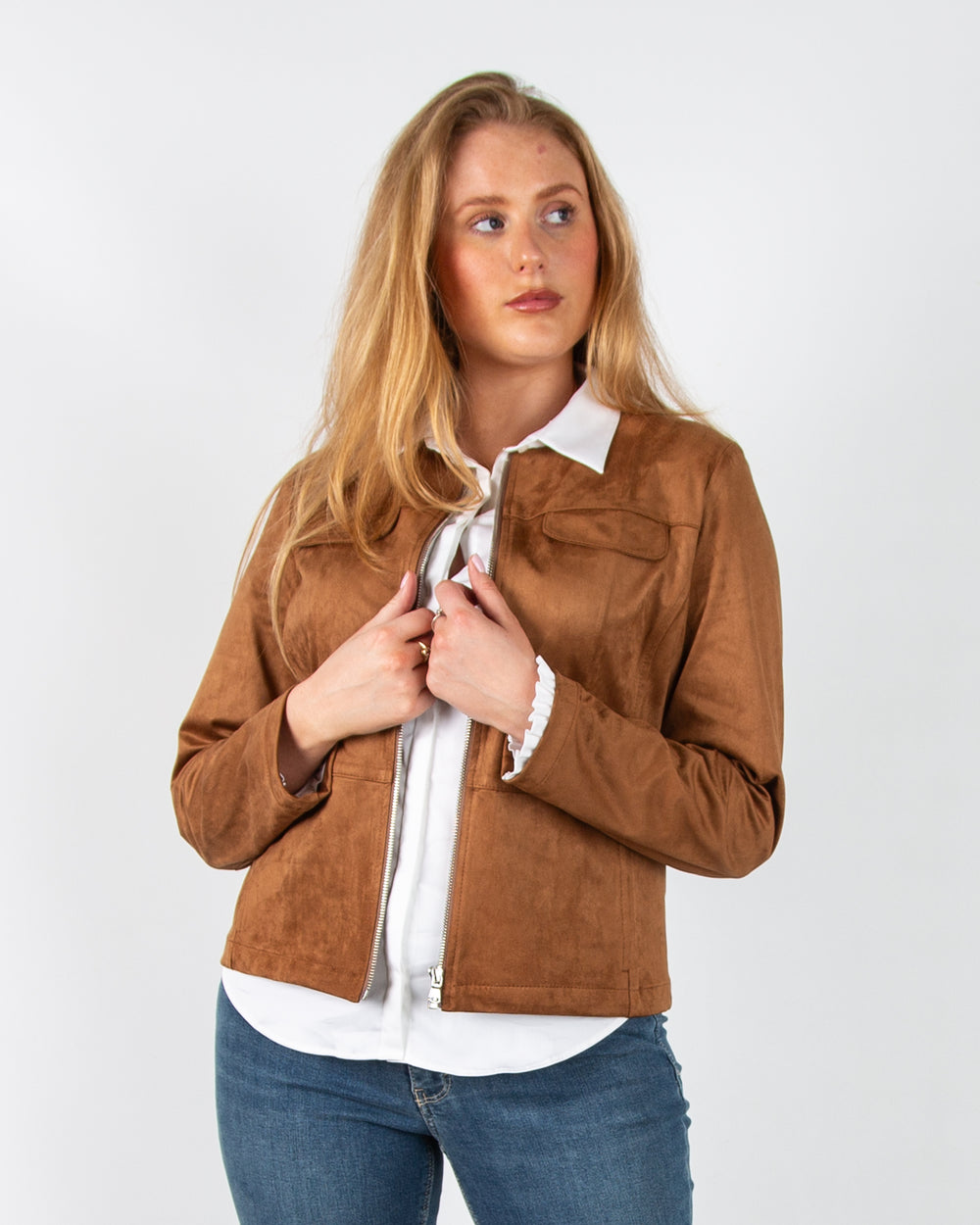 Mos Mosh Mattie Flip Shirt Fitted Stretch Cotton Shirt With Frill Cuff White