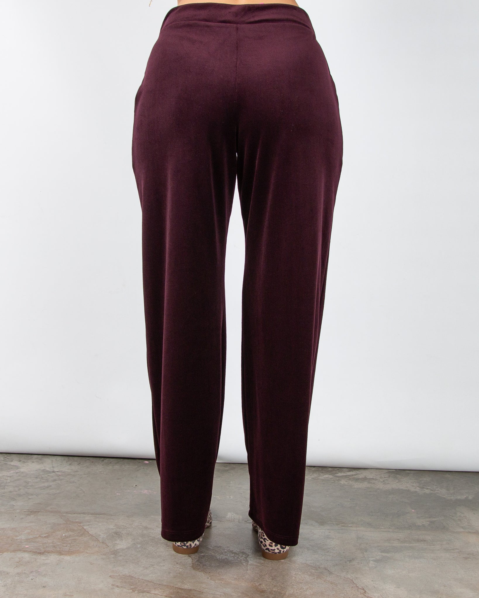 Bariloche Vindeleia Velour Wide Leg Pull On Trouser Wine