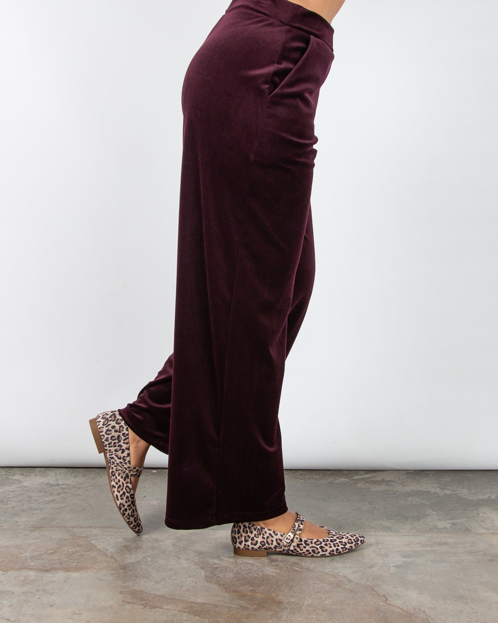 Bariloche Vindeleia Velour Wide Leg Pull On Trouser Wine