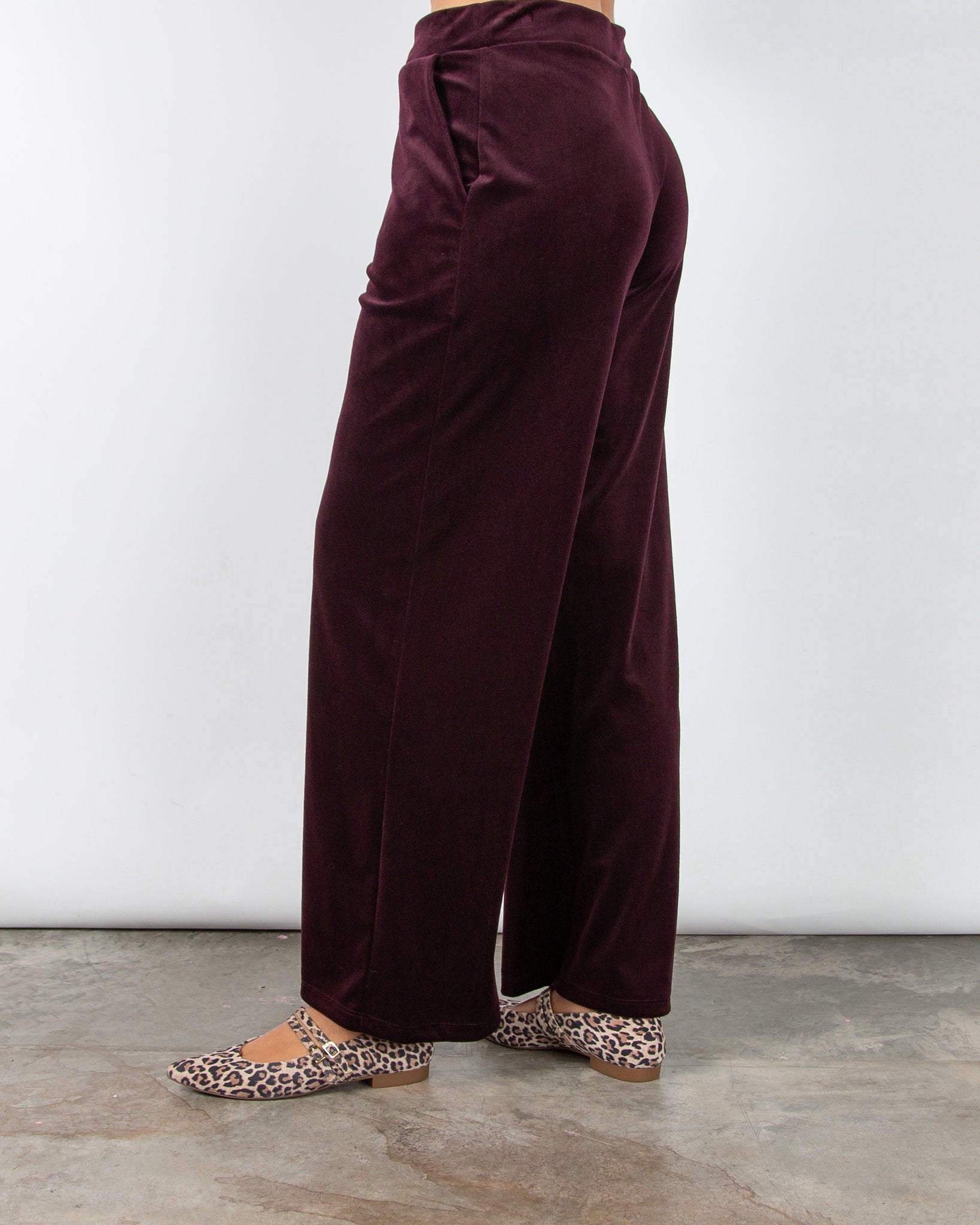 Bariloche Vindeleia Velour Wide Leg Pull On Trouser Wine
