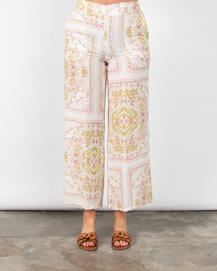 Bariloche Merida Paisley Print Wide Leg Trouser Pink/Green