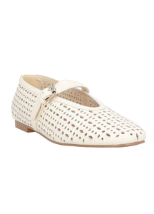 Bibi Lou Maia Cut Out Leather Mary-Jane Ballerina Shoe Off White
