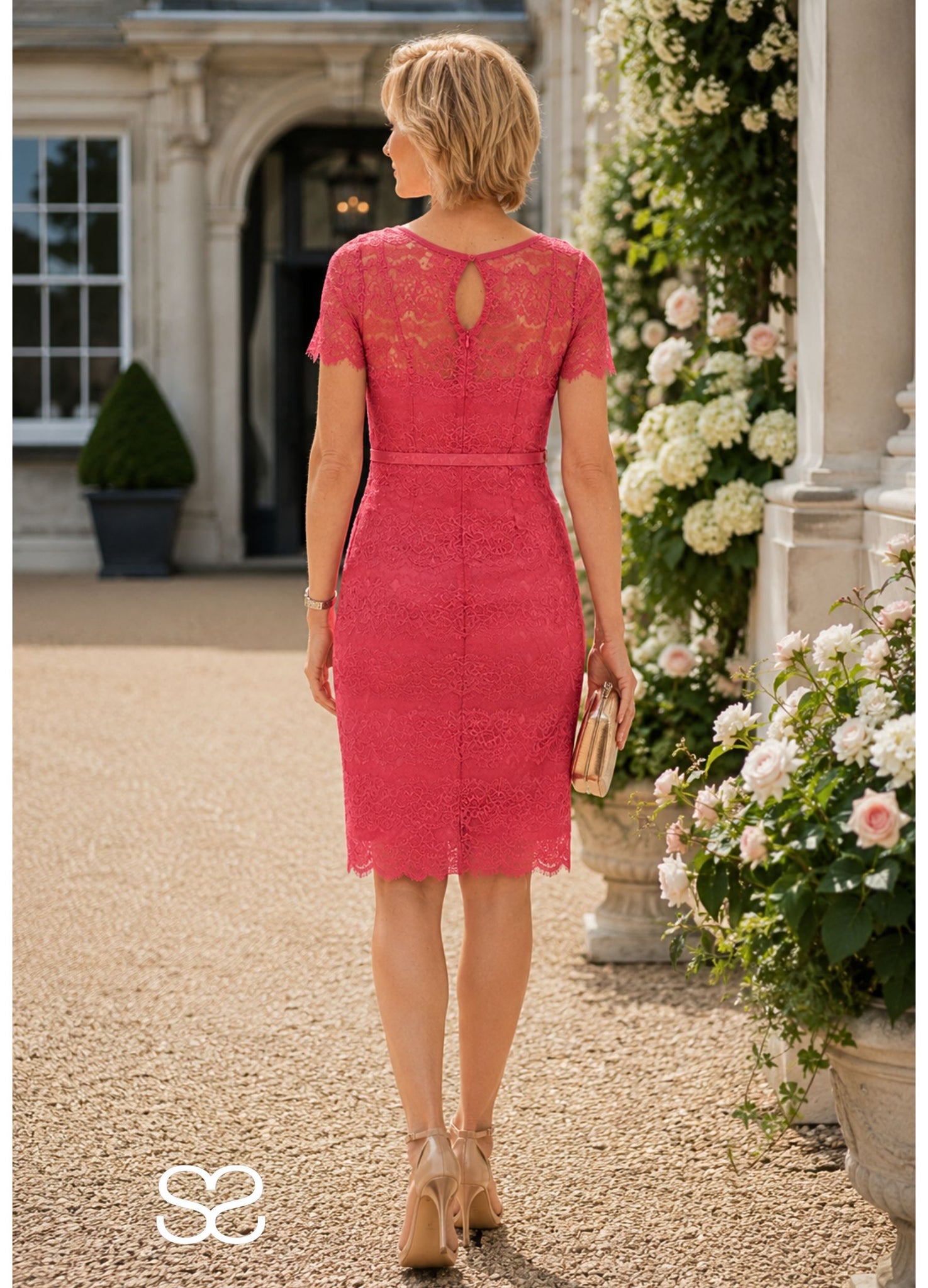 Body Frock Lace Dress With Short Sleeves Coral – SisterOnlinestore
