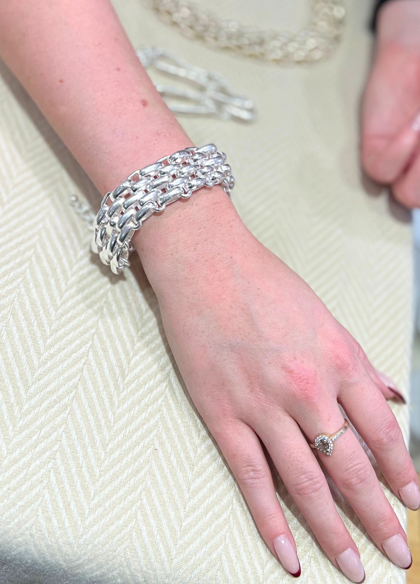 Eliza Gracious Burnished Metal Mesh Link Bracelet Silver