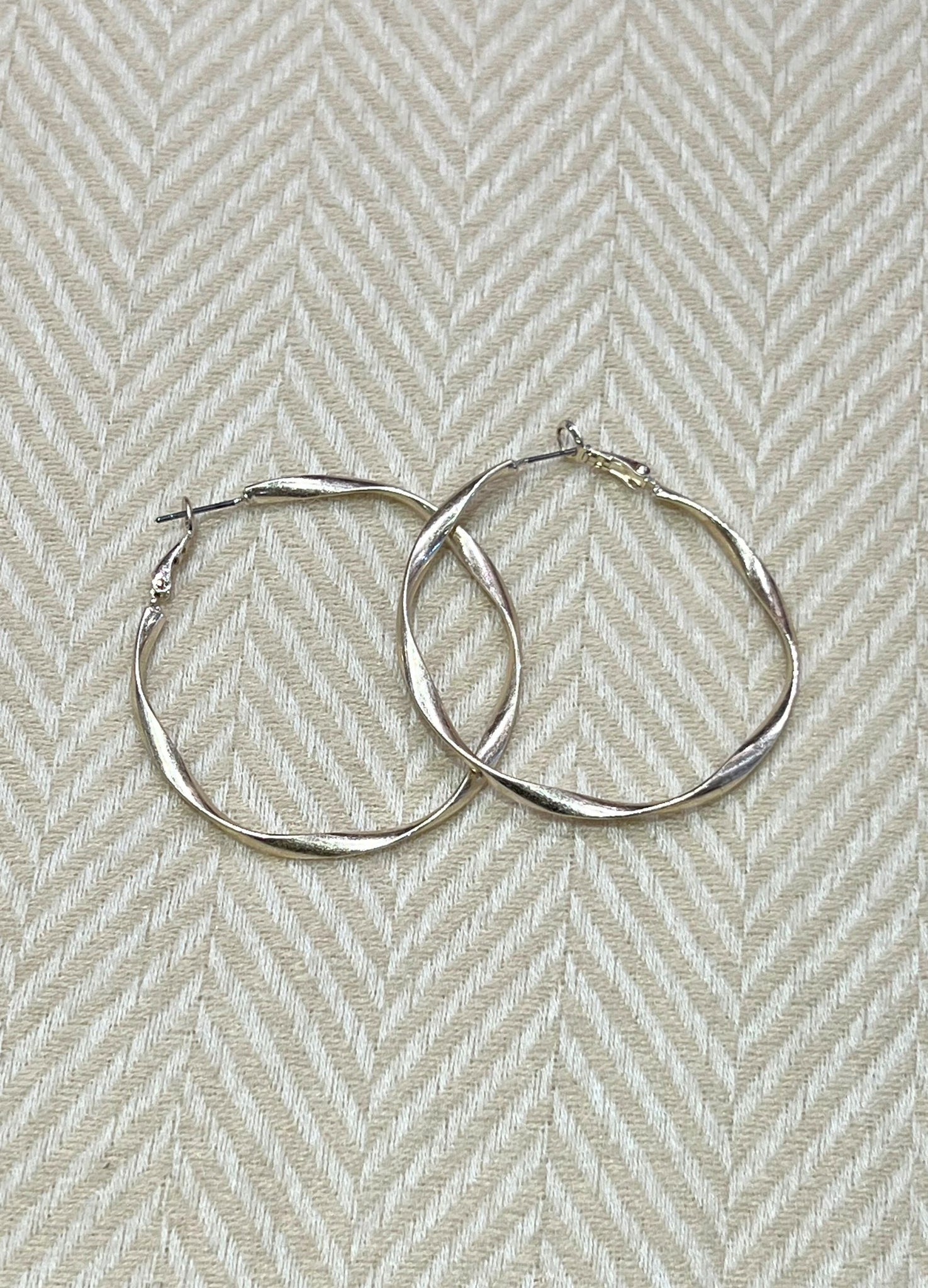 Eliza Gracious Twisted Burnished Metal Hoop Earrings Pale Gold