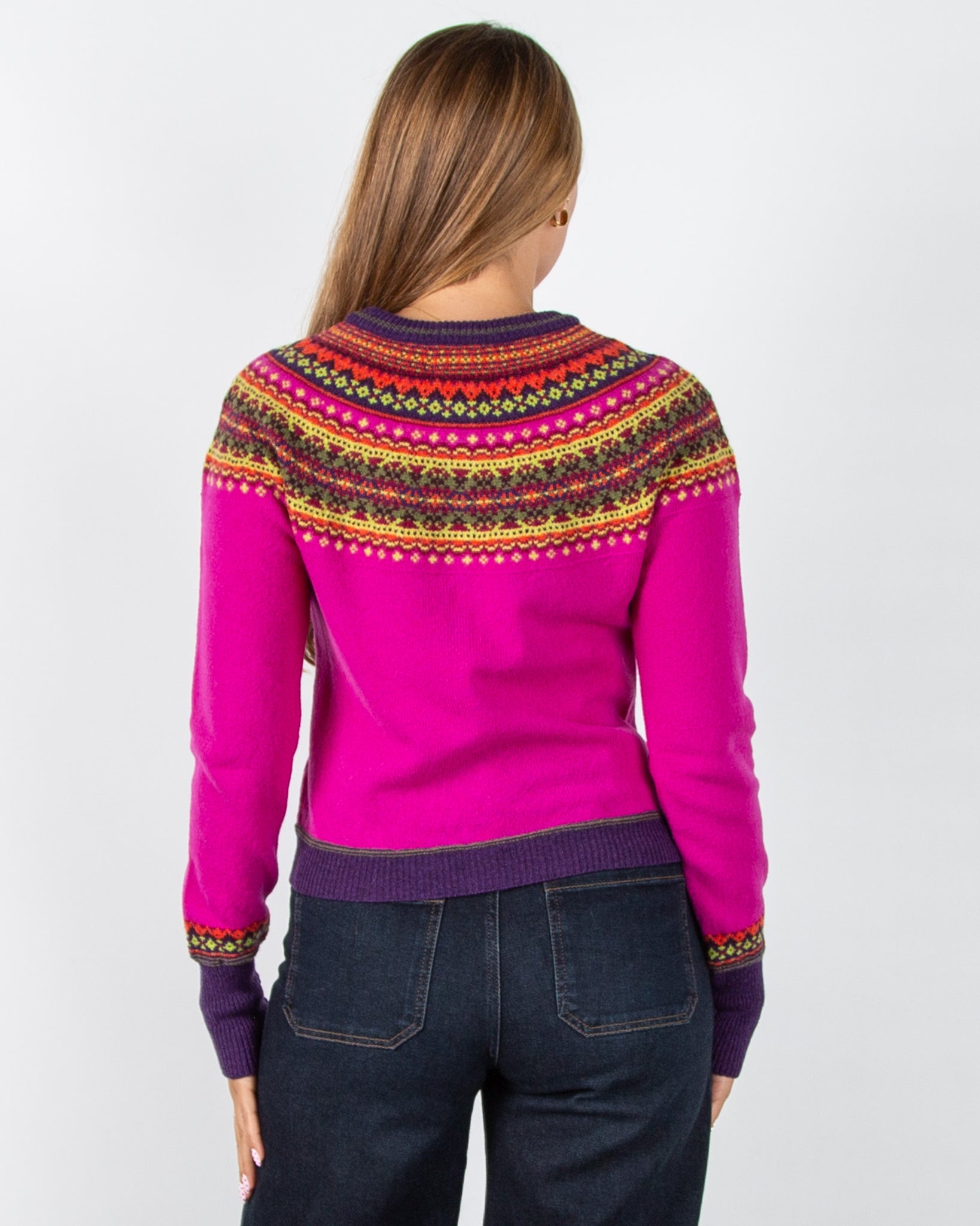 Eribe Alpine Crew Neck Fair Isle Wool Cardigan Jazz
