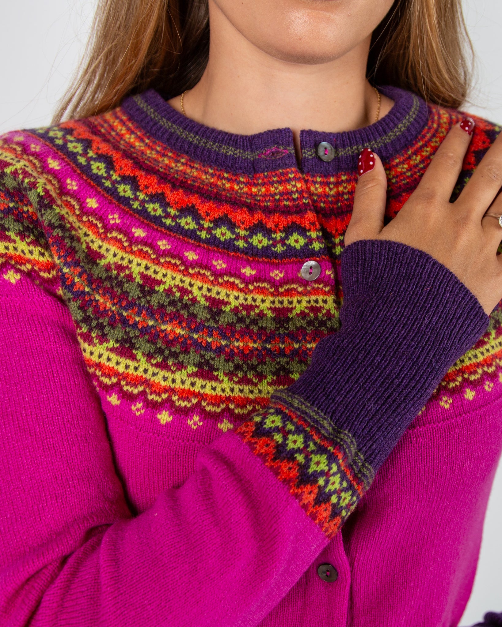 Eribe Alpine Crew Neck Fair Isle Wool Cardigan Jazz