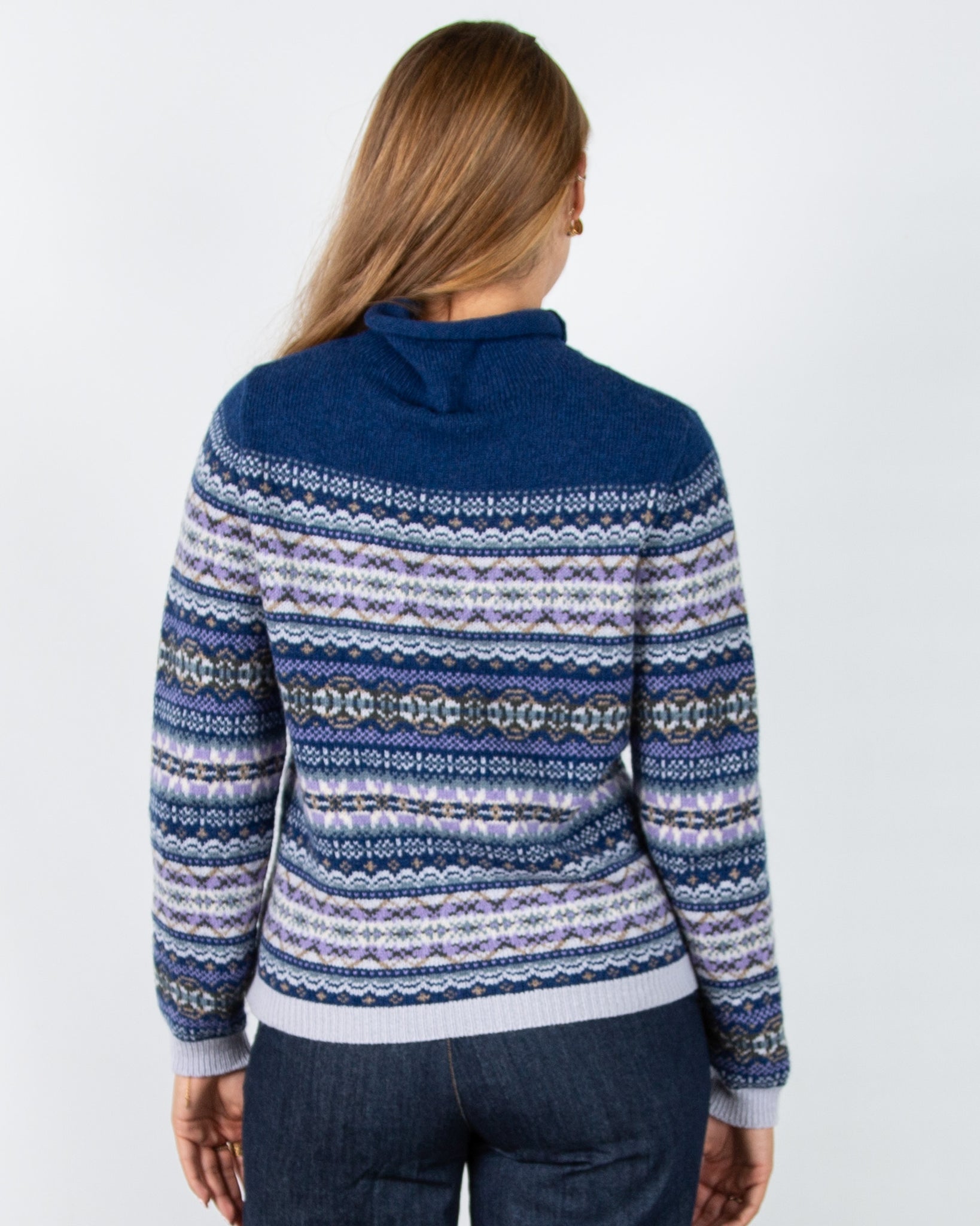 Eribe Kinross High Neck Fair Isle Wool Jumper Sapphire