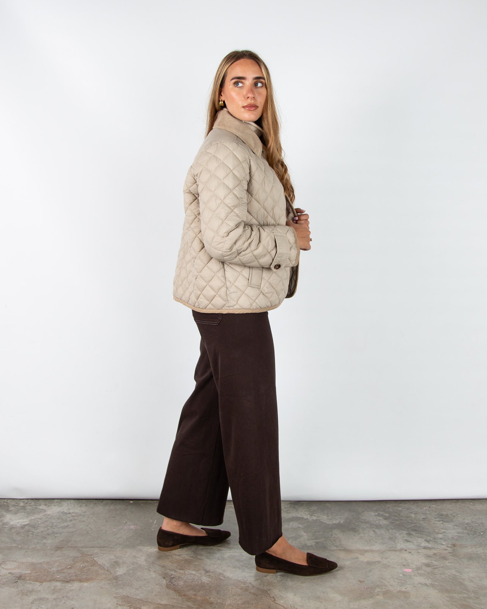 Part Two Safiya Diamond Stitch Quilted Jacket With Cord Collar Pure Cashmere