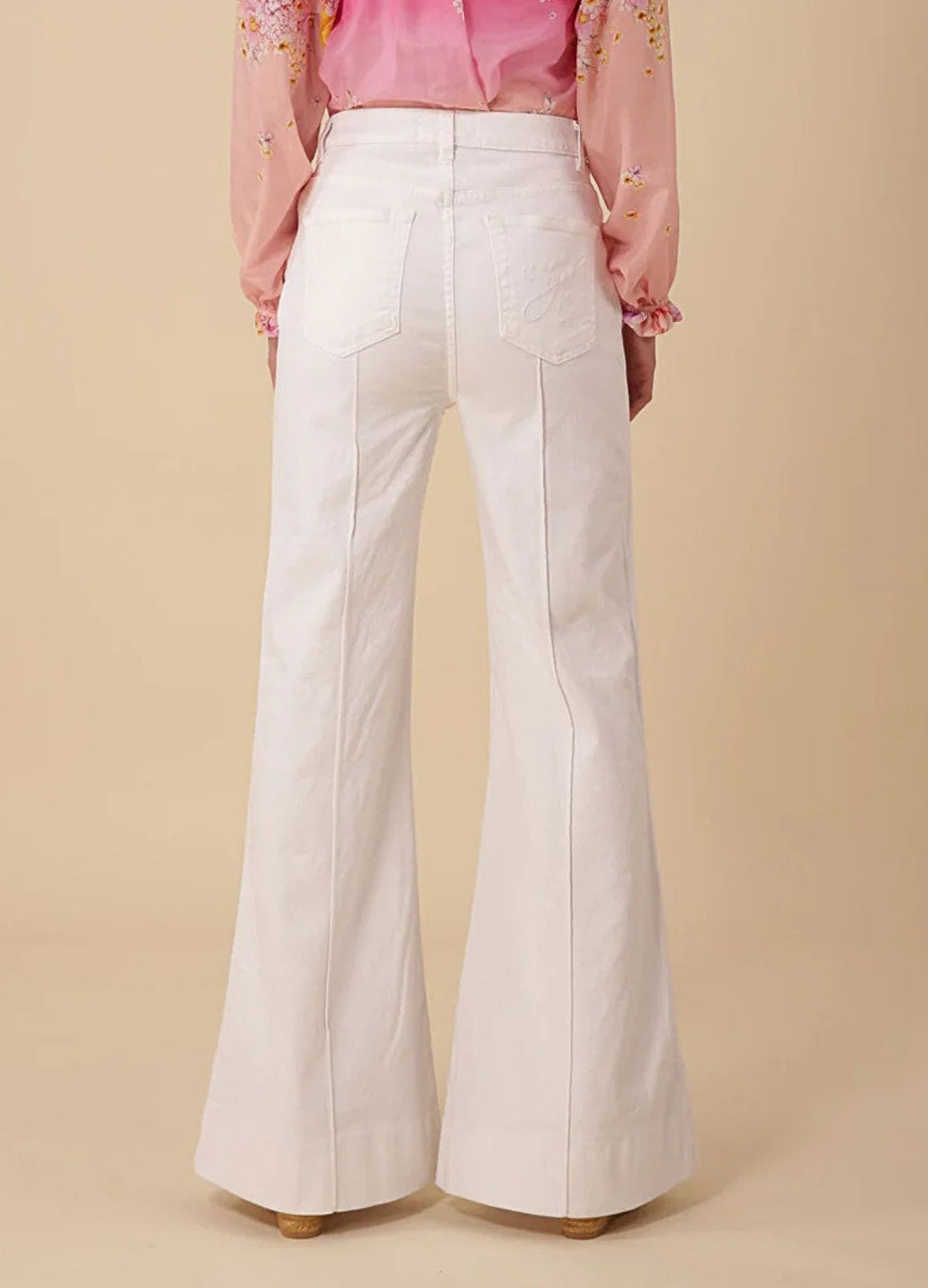 Hale Bob High Waist Bootcut Jean With Seam White