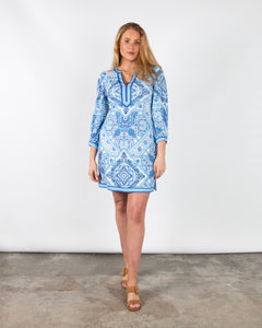 Hale Bob Mandala Printed Split Neck Jersey Knee Length Dress Blue/Whit –  SisterOnlinestore