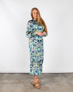 Hope And Ivy Forest Floral Maxi Dress With Tie Back and Tiered Hem Gre –  SisterOnlinestore