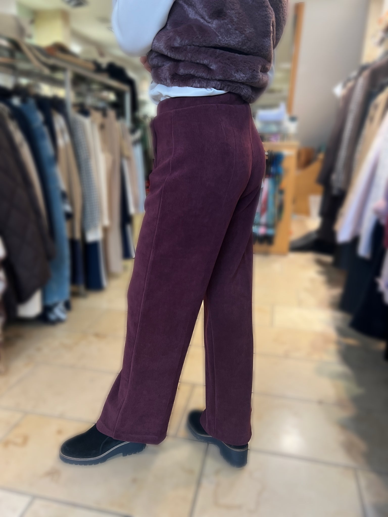 Tinta Style Yoselin Corduroy Trouser With Button Detail Burgundy