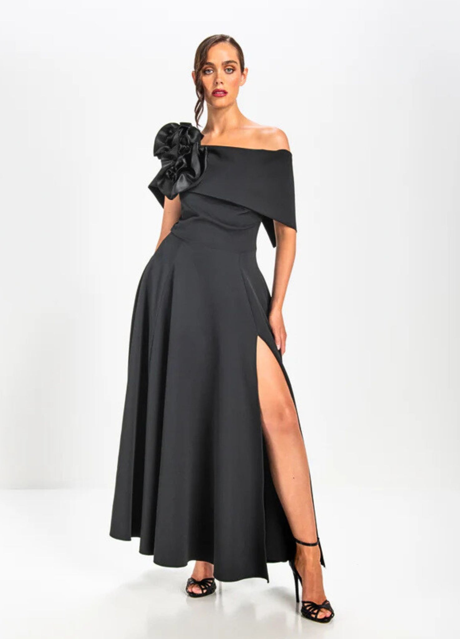 kevan jon kyoto flare dress Kevan Jon Kyoto Flare Del Scuba Fabric Dress  No55 Boutique