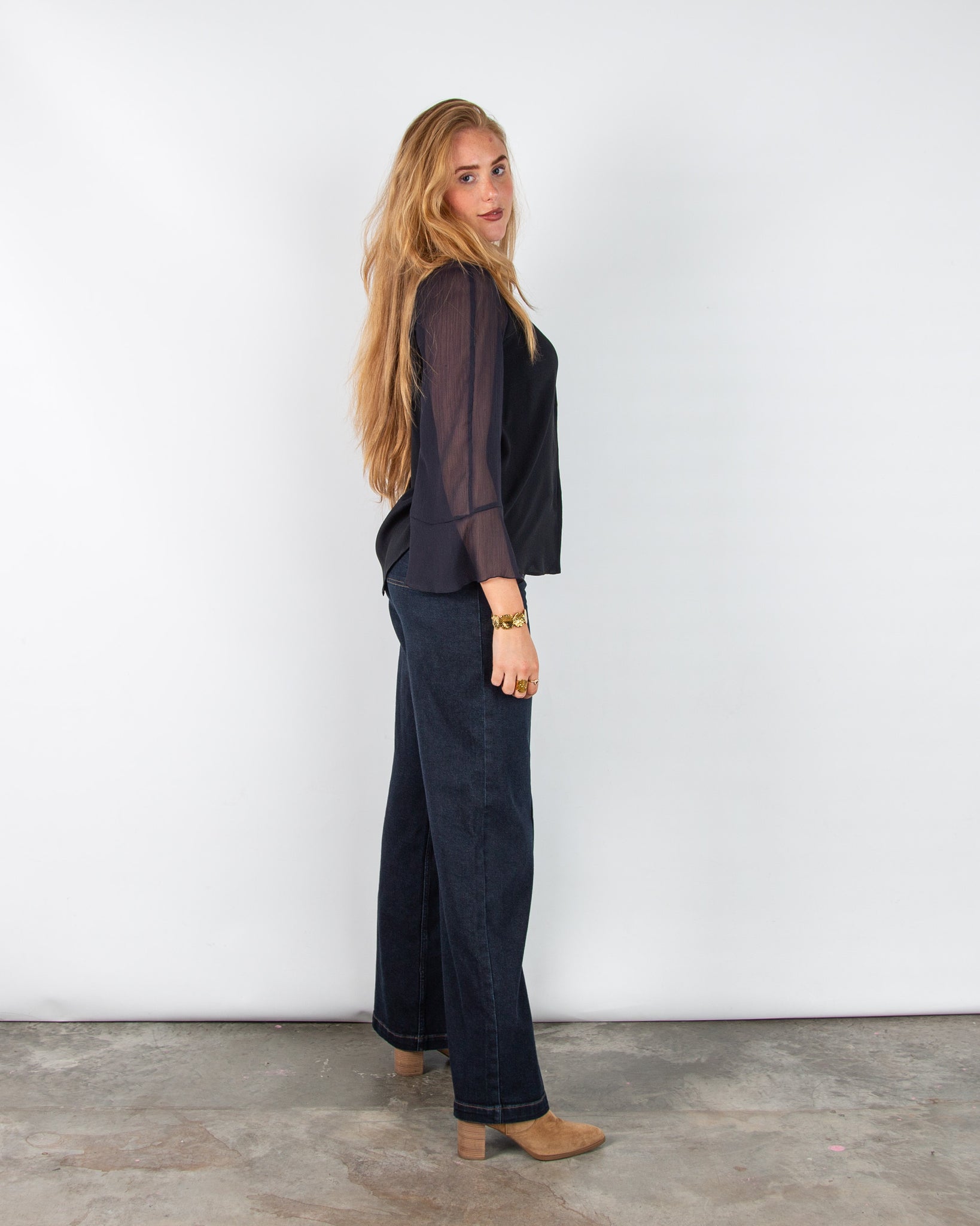 Luisa Cerano Boxy Silk Blend Blouse Navy