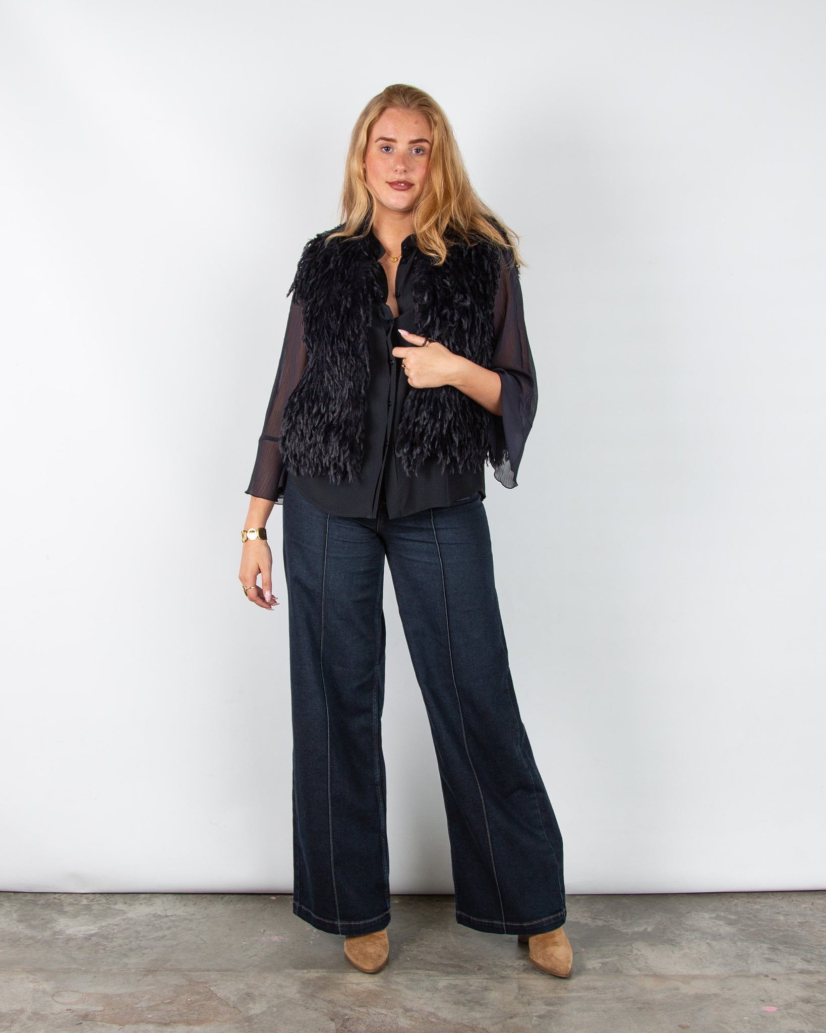 Luisa Cerano Boxy Silk Blend Blouse Navy