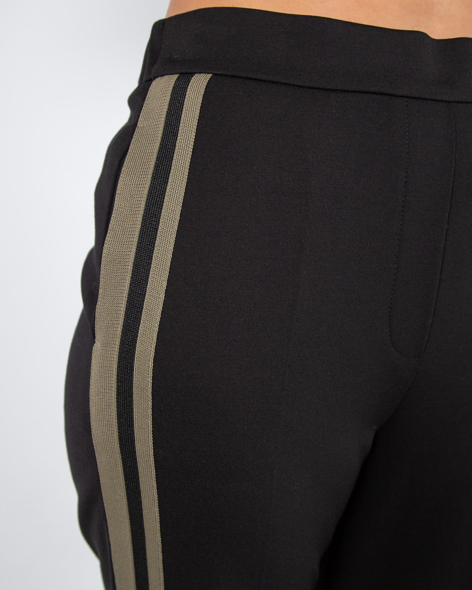 Luisa Cerano Wide Leg Side Stripe Trouser With Side Split Deep Black