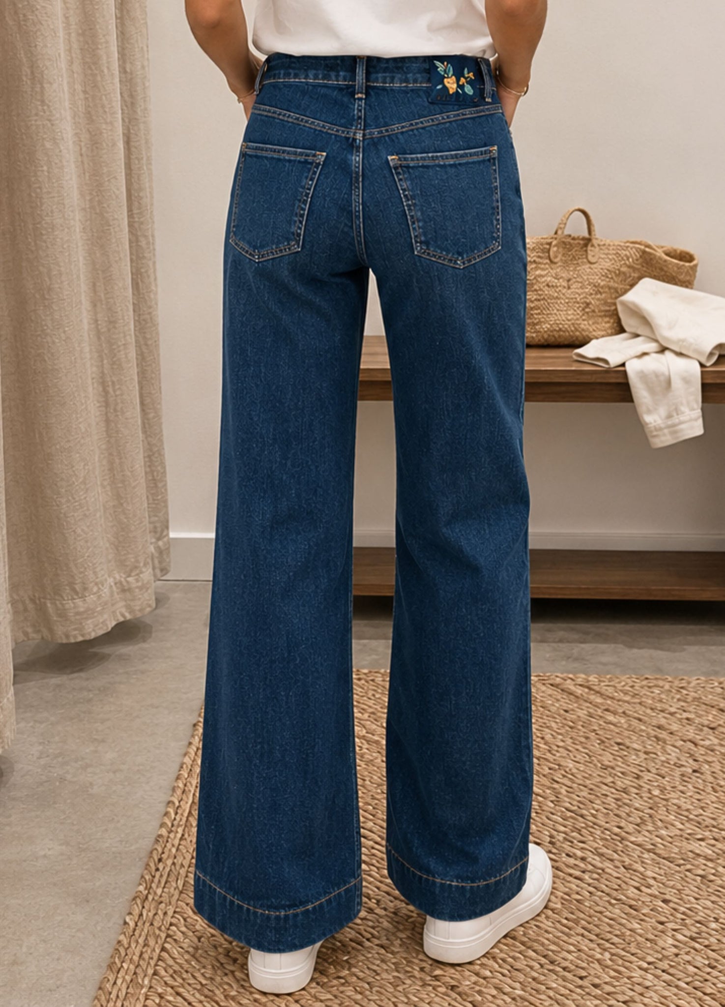 Mac Wide Leg Lightweight Cotton/Denim Stretch Jean D834 Dark Denim