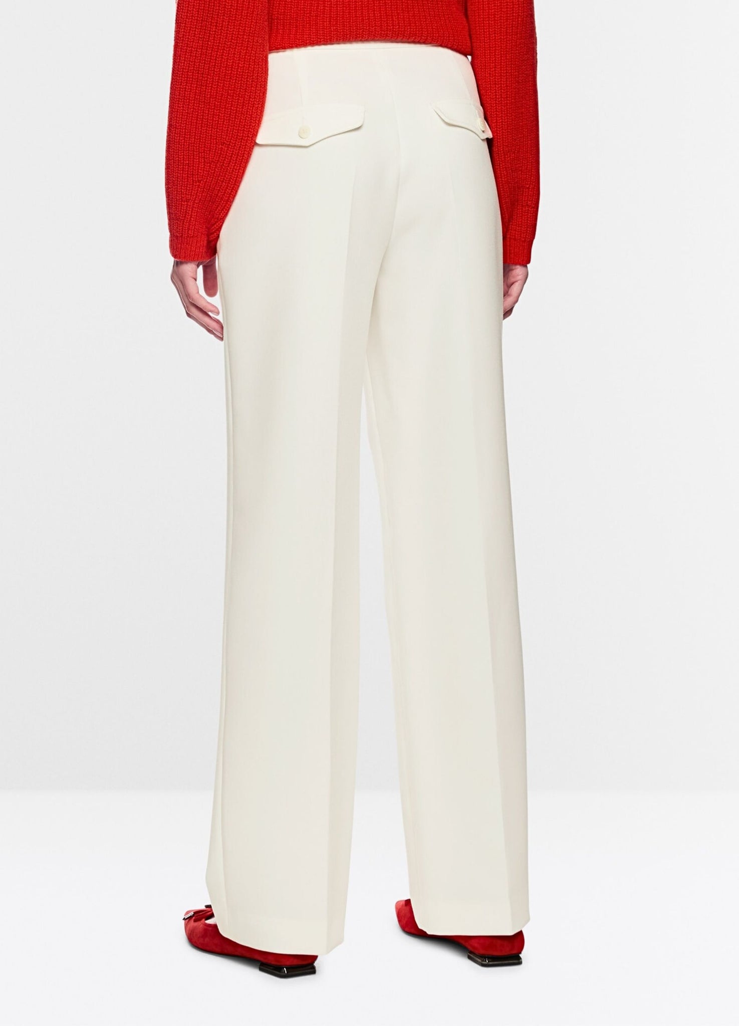 Marc Cain Wukari Wide Leg High Waist Smart Trouser Off White