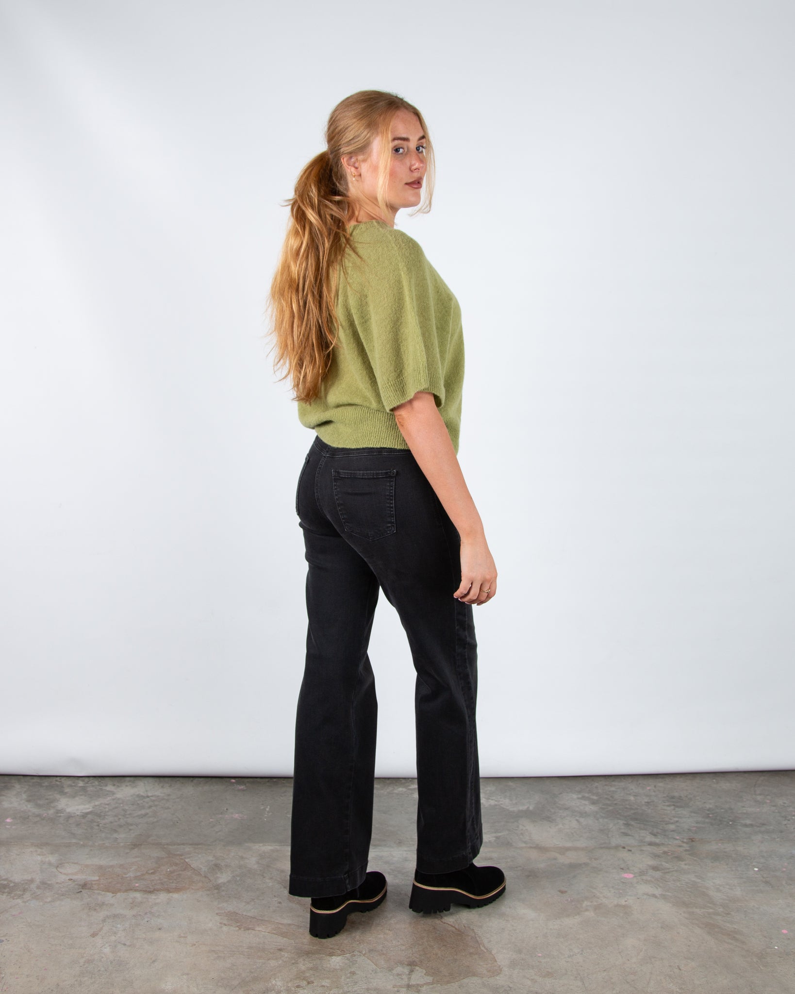 Marc Cain Leo Hike Soft Short Sleeved Knitted Jumper Dusty Green