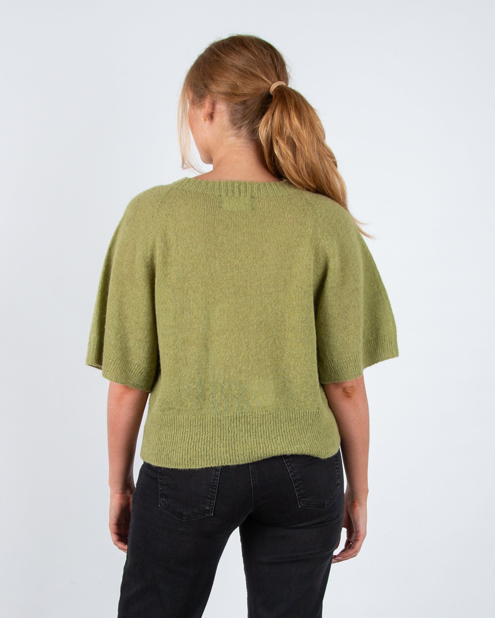 Marc Cain Leo Hike Soft Short Sleeved Knitted Jumper Dusty Green