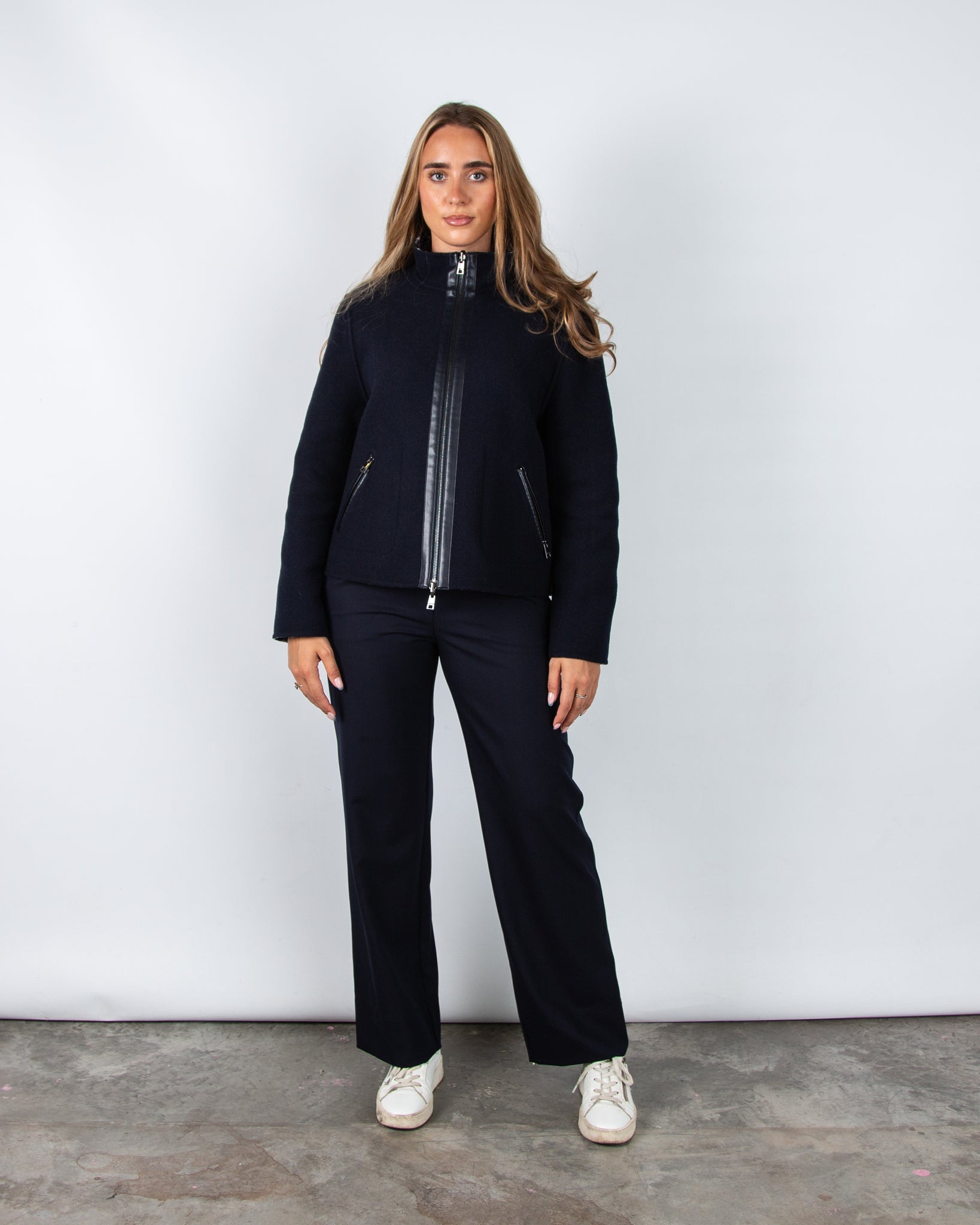 Marc Cain Washington Wide Leg Pull On Trouser Navy 394