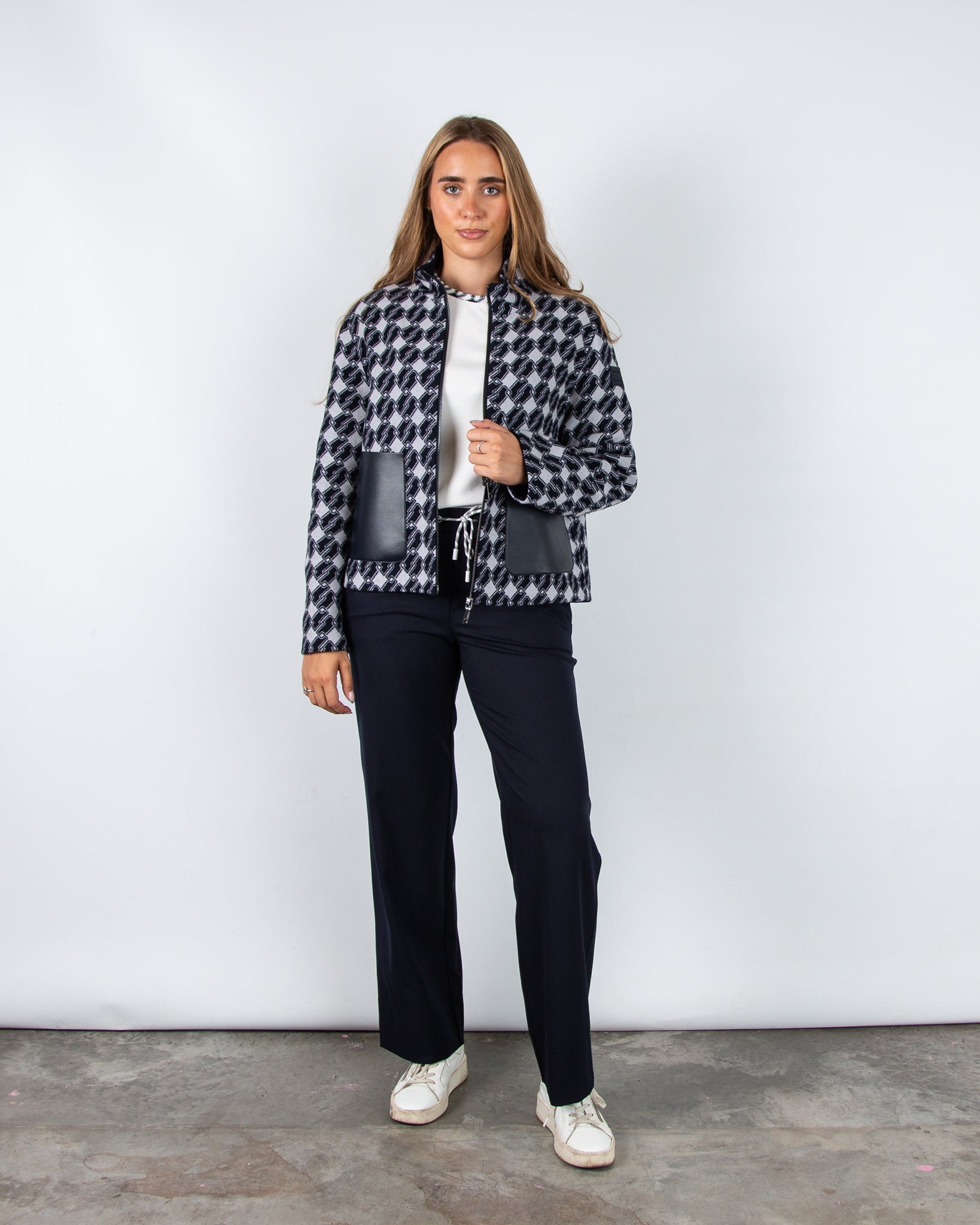 Marc Cain Washington Wide Leg Pull On Trouser Navy 394