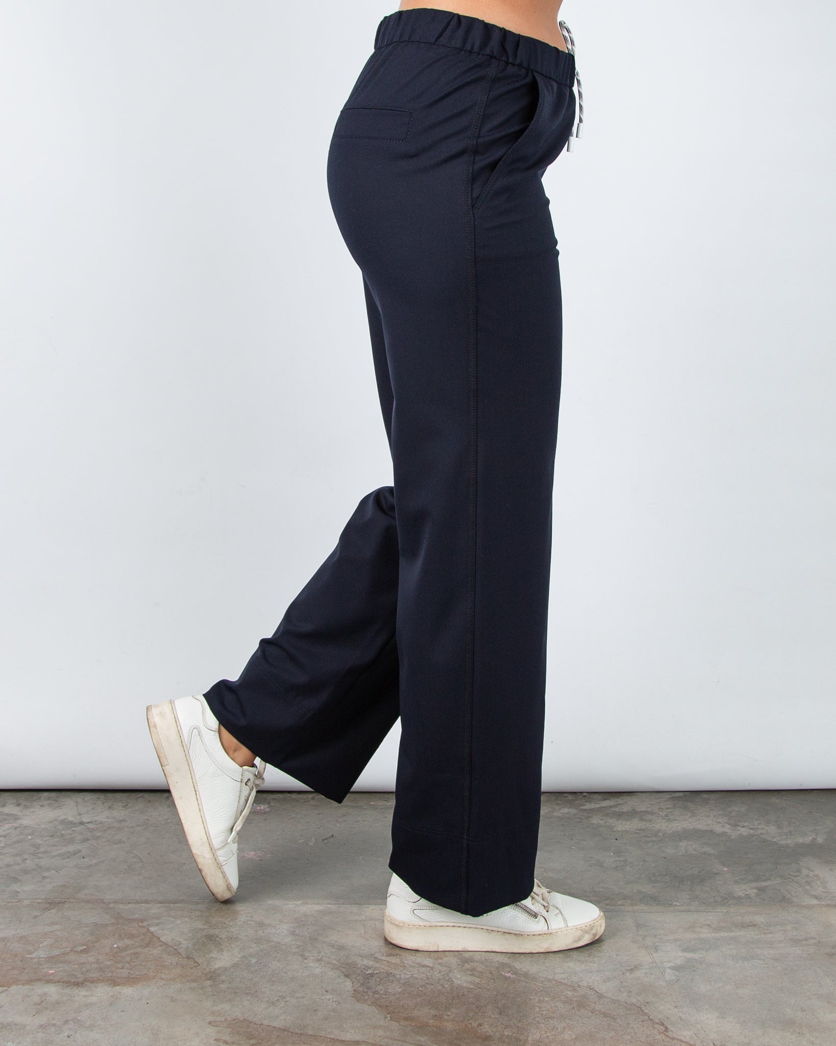 Marc Cain Washington Wide Leg Pull On Trouser Navy 394