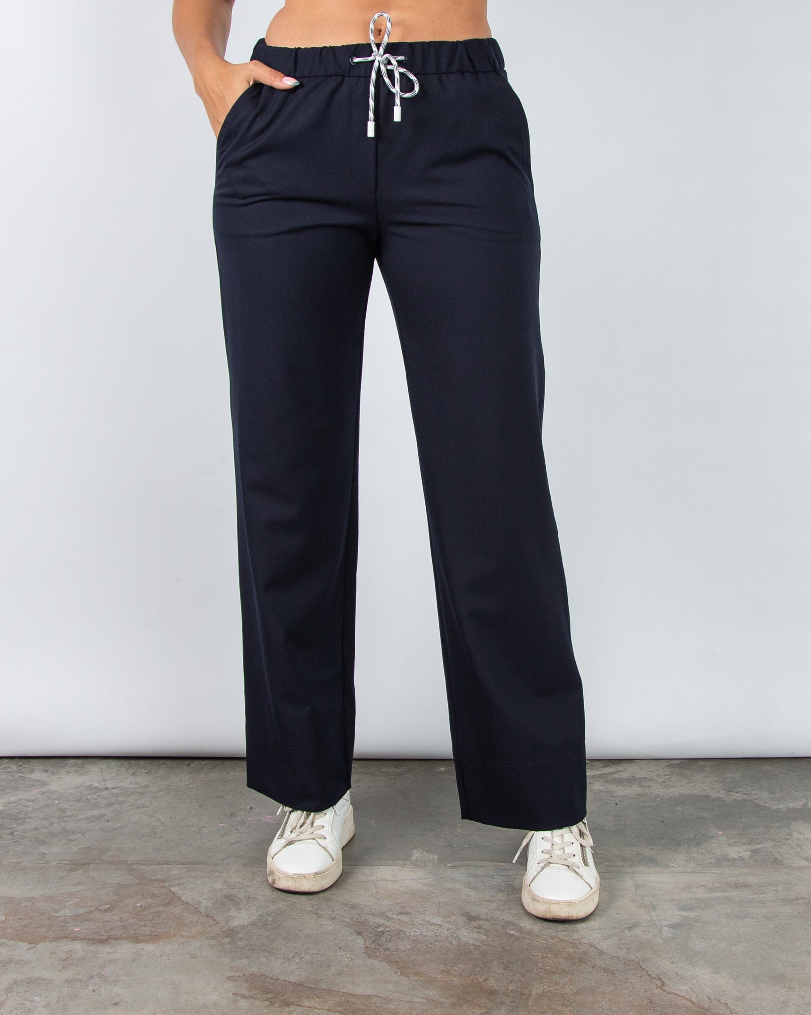 Marc Cain Washington Wide Leg Pull On Trouser Navy 394