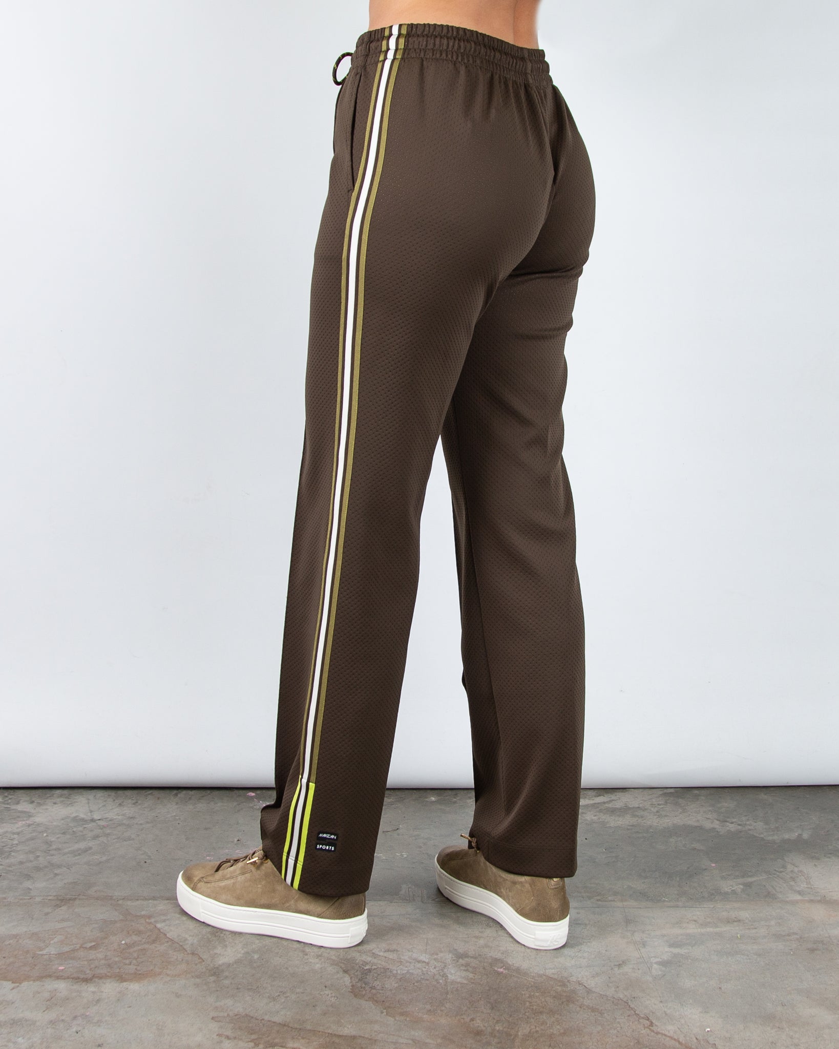 Marc Cain Washington Wide Leg Side Stripe Trouser Khaki