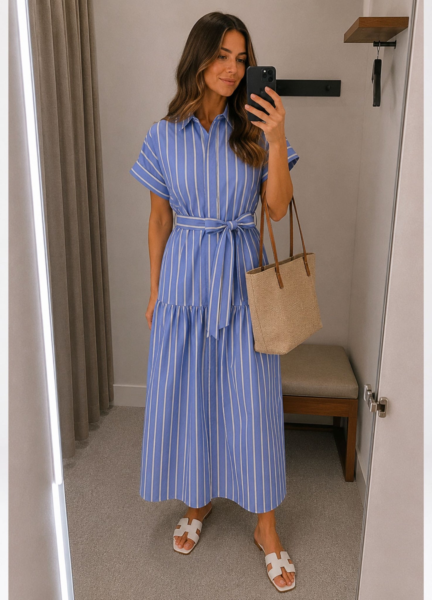 Marella Emme Fauna Stripe Belted Cotton Shirt Dress with Short Sleeves –  SisterOnlinestore