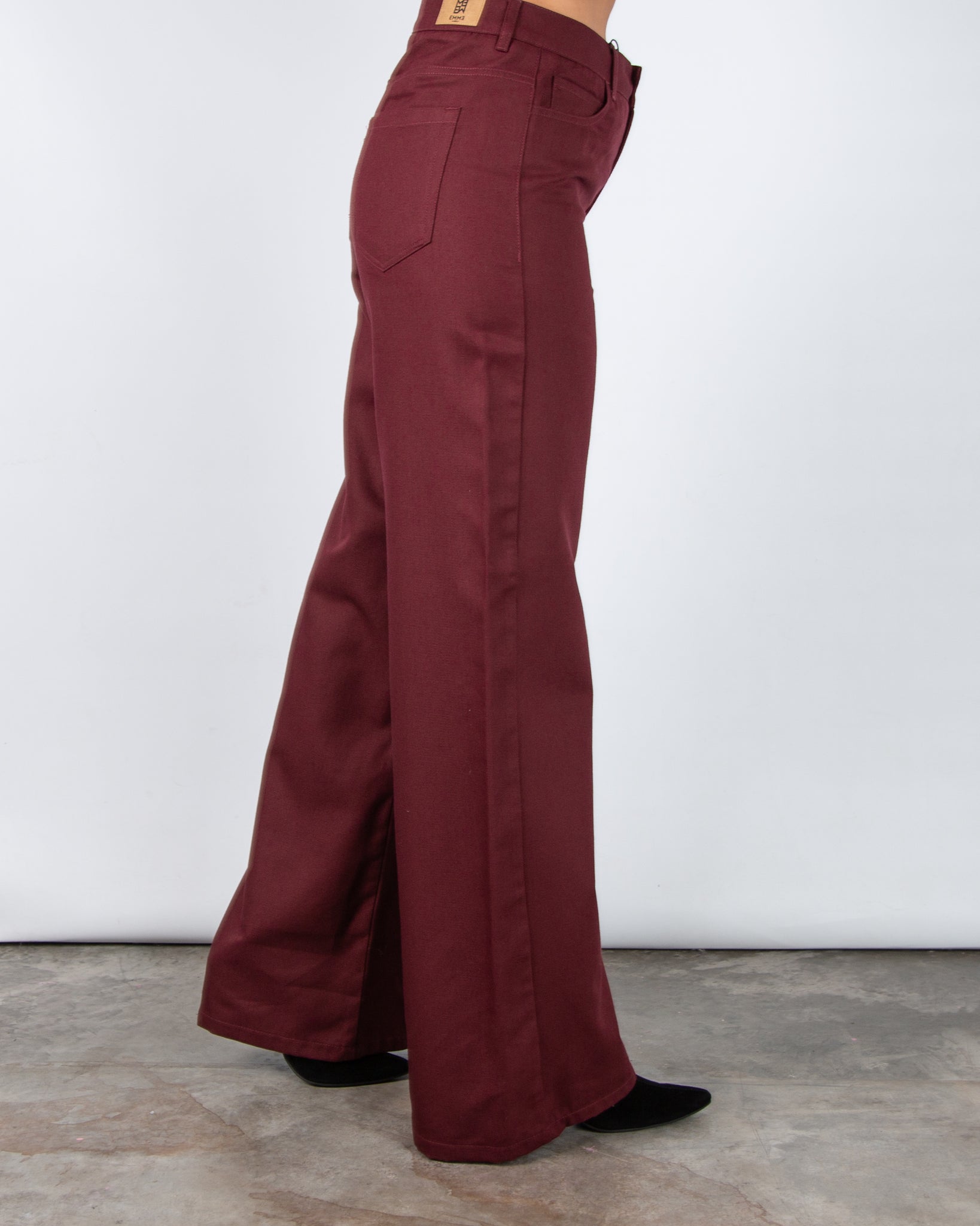 Marella Emme Tebe Wide Leg Cotton Blend Jean Burgundy