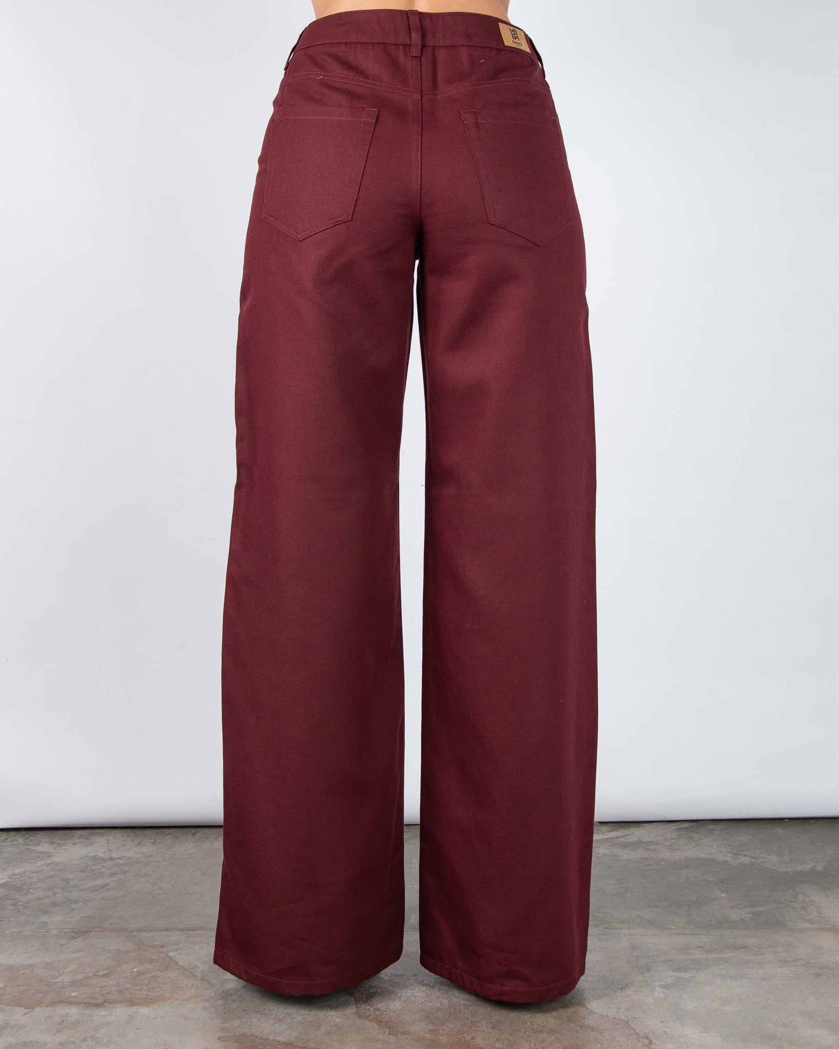 Marella Emme Tebe Wide Leg Cotton Blend Jean Burgundy