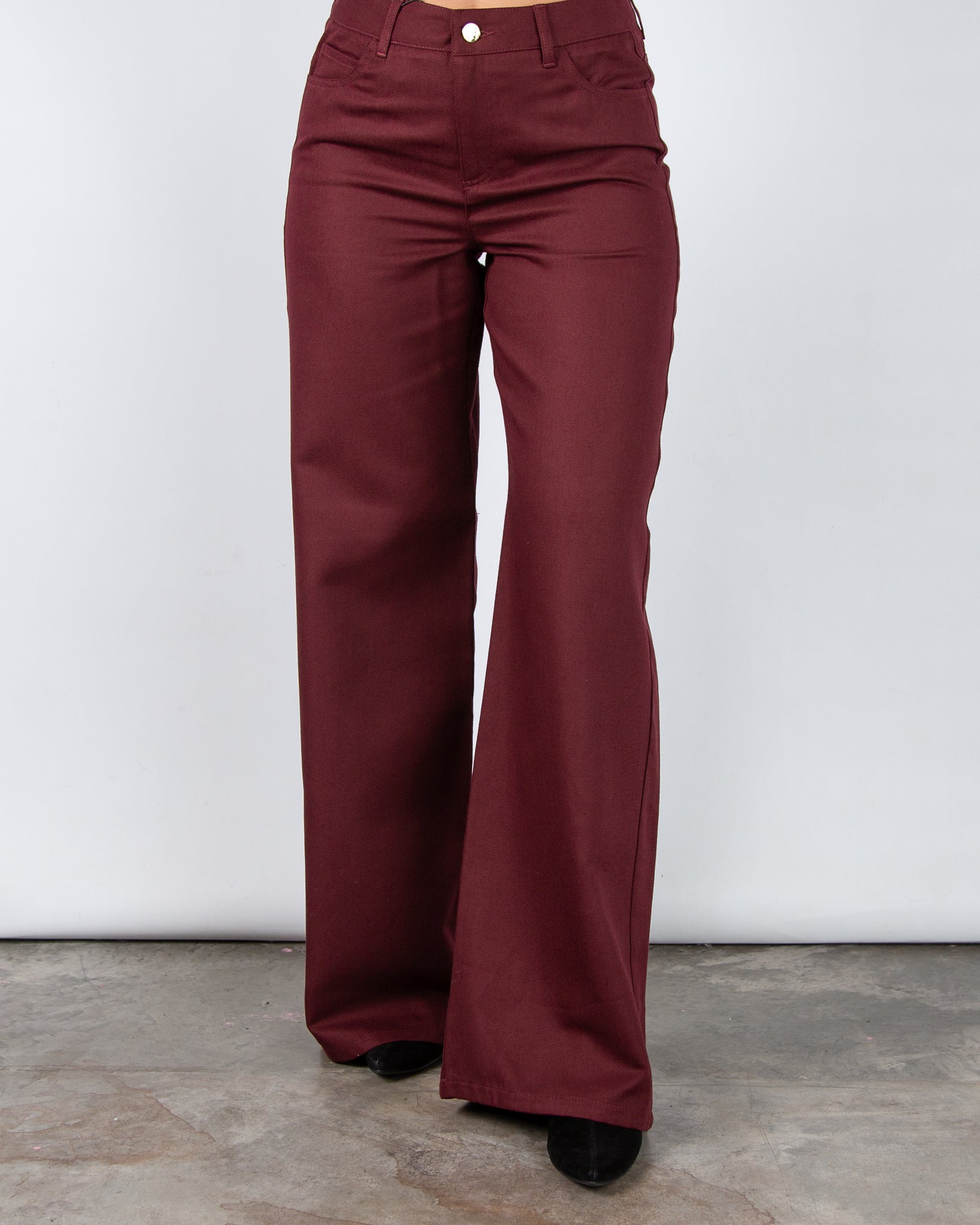 Marella Emme Tebe Wide Leg Cotton Blend Jean Burgundy