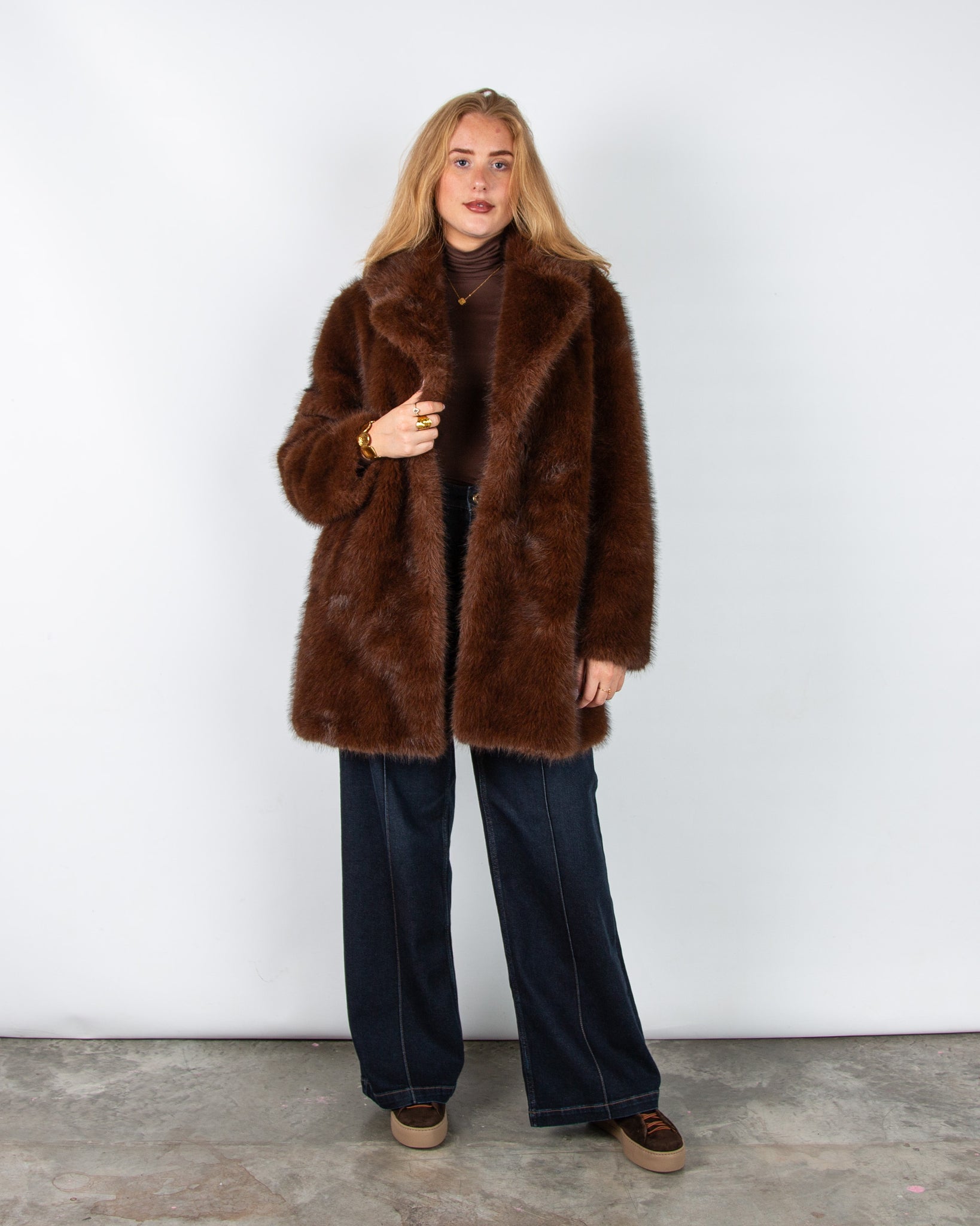 Mos Mosh Colette Wide Leg High Waist Jean with Centre Seam Dark Denim