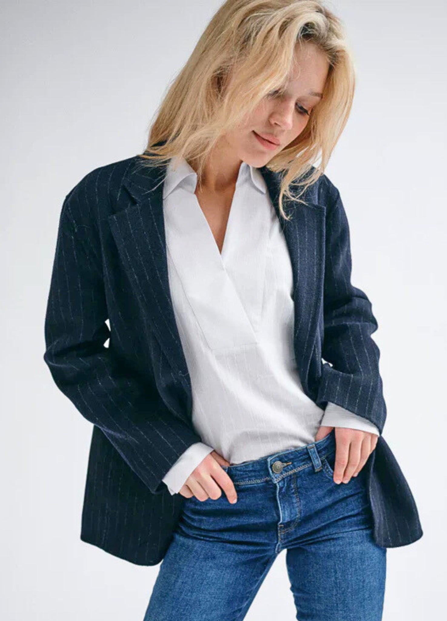 Mos Mosh Karita Oversized Wool Blazer Navy