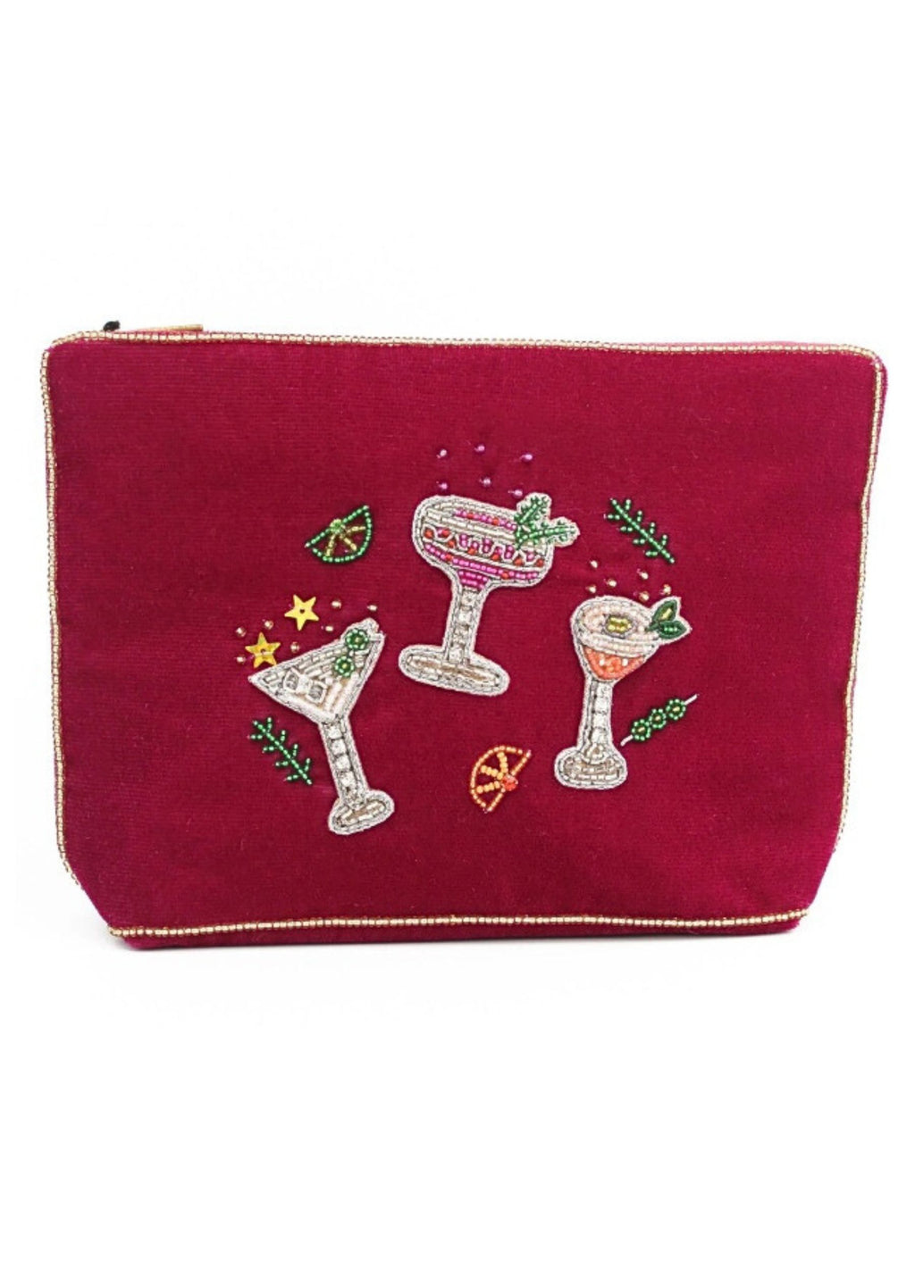 My Doris Beaded Trio of Cocktails Large Velvet Pouch Ruby ...