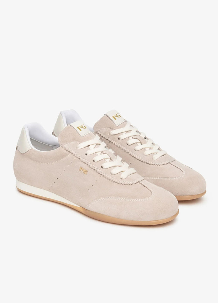 Nero Giardini Suede Low Profile Trainer with Memory Foam Sole Nude Blush 677