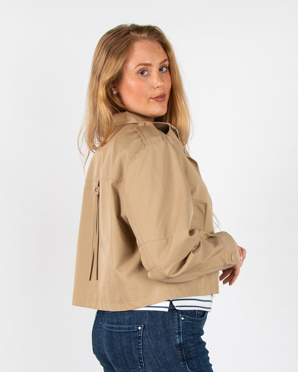 Oui Bomber Style Short Trench Jacket Brown Sugar