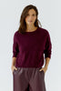 Oui Nila Lightweight Soft Knit Crew Neck Jumper Berry 3912