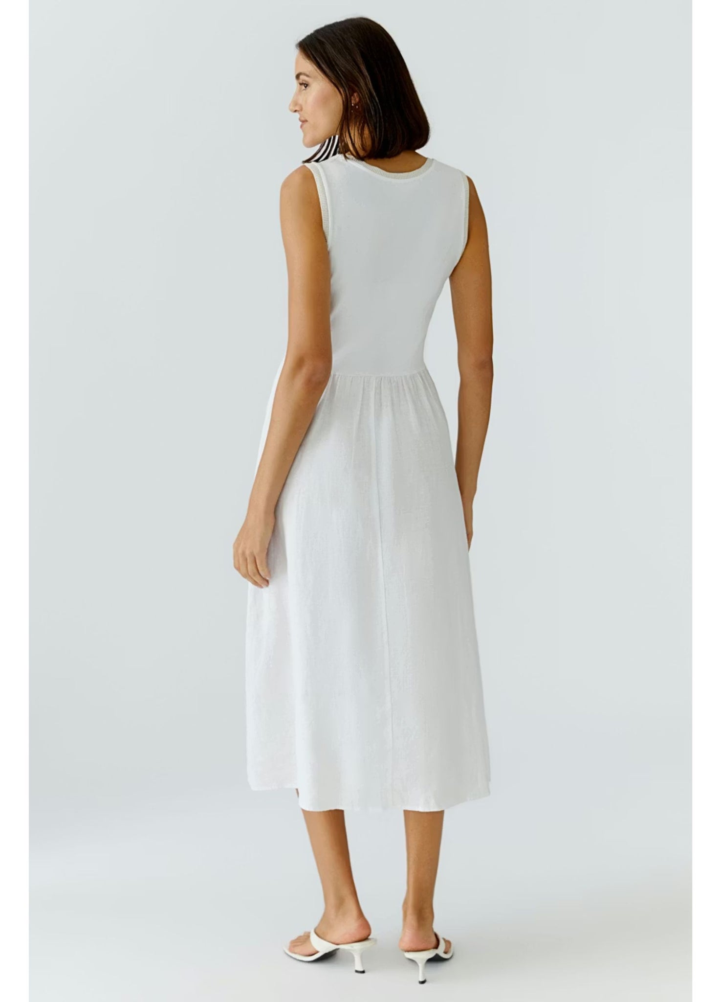 oui linen dress Oui Linen Frayed V Neck Midi Dress, Pink