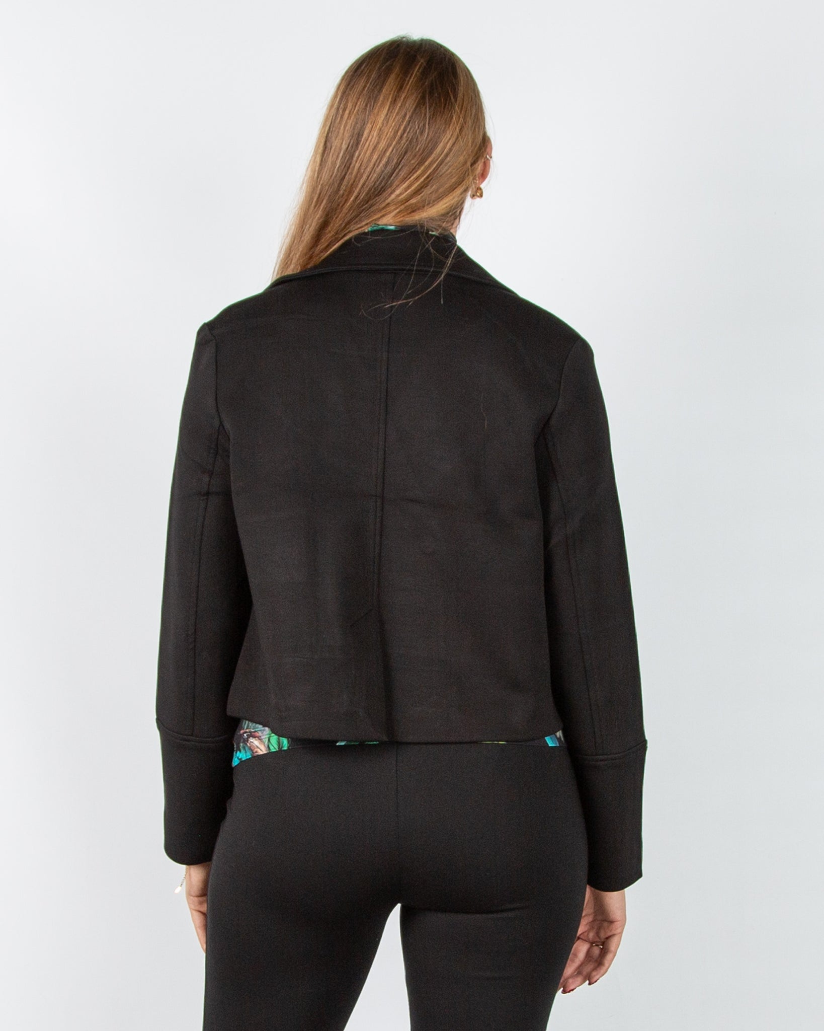 Oui Double Breasted Short Scuba Jacket Black