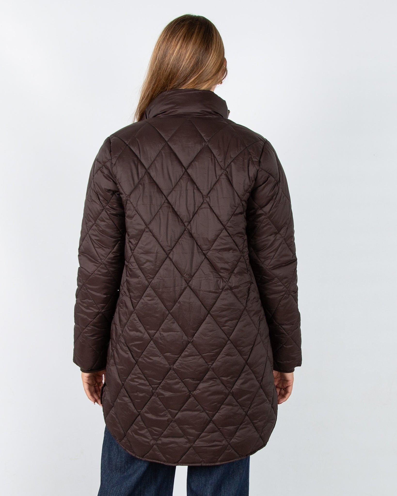 Part Two Olilas Diamond Stitch Lightweight Puffa Coat Mole