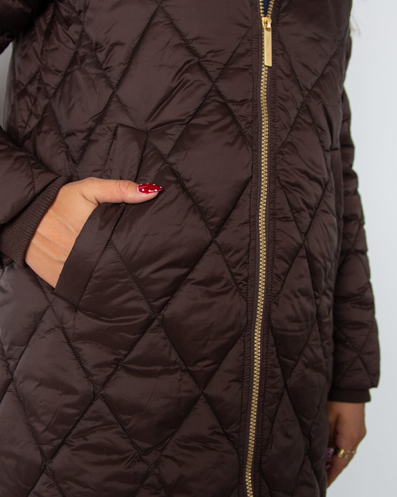 Part Two Olilas Diamond Stitch Lightweight Puffa Coat Mole
