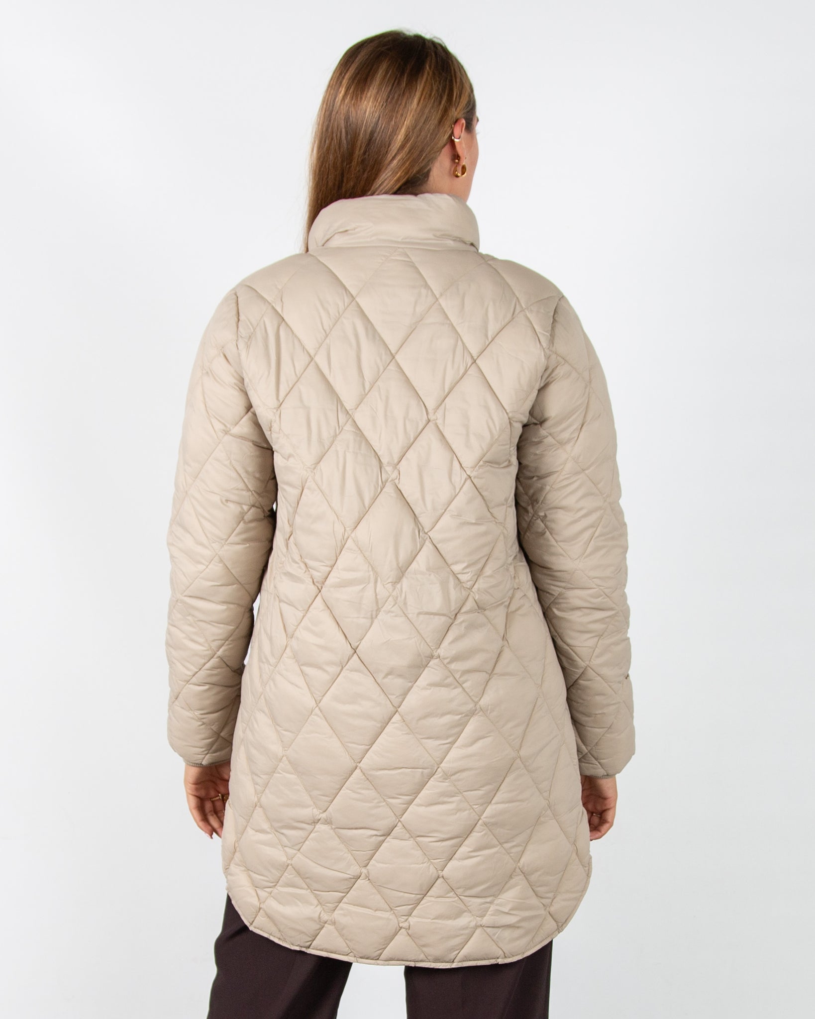Part Two Olilas Diamond Stitch Lightweight Puffa Coat Pure Cashmere