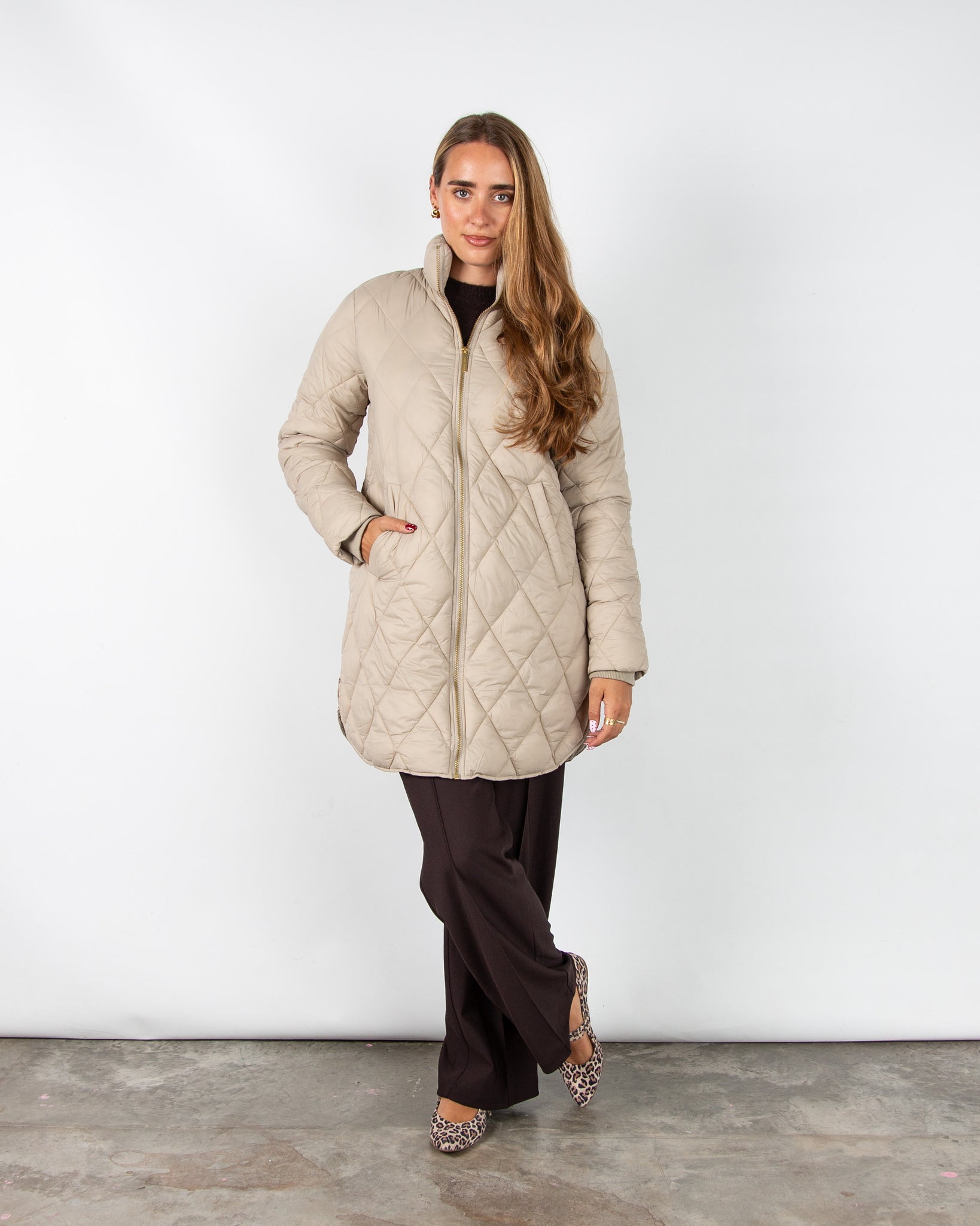 Part Two Olilas Diamond Stitch Lightweight Puffa Coat Pure Cashmere