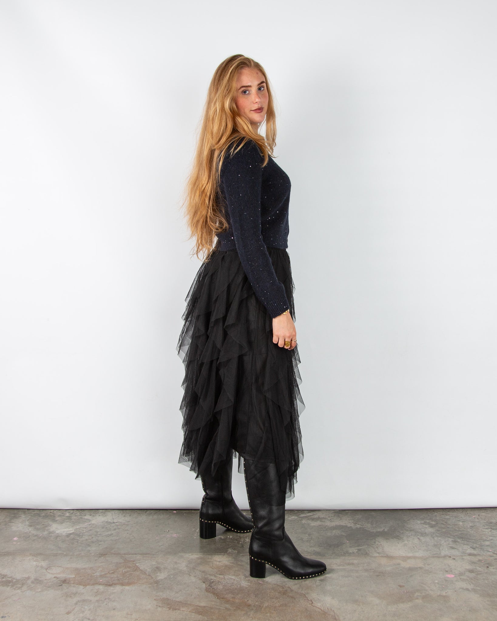 Part Two Ulrica Sparkle Knit Cardigan With Collar Dark Navy