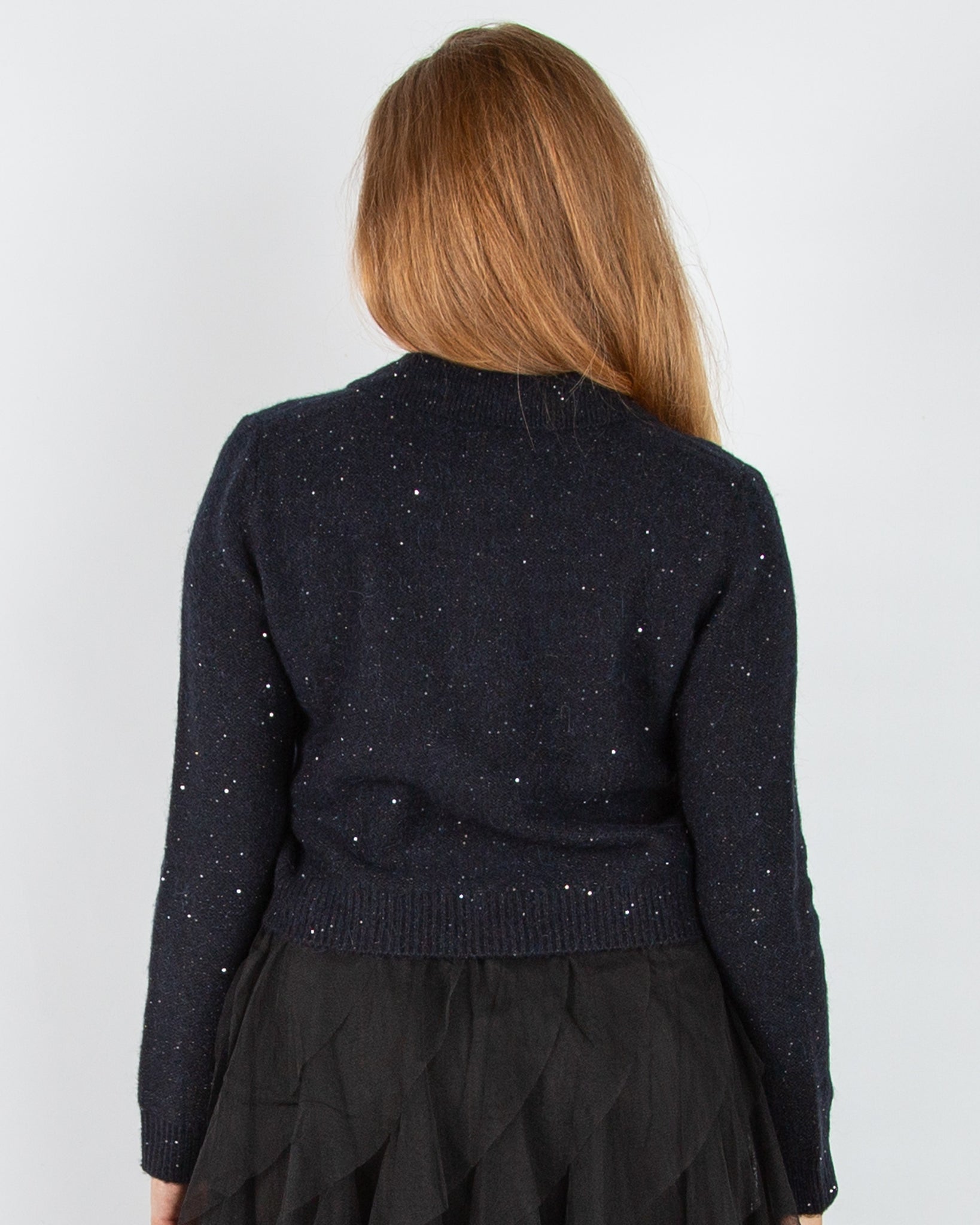 Part Two Ulrica Sparkle Knit Cardigan With Collar Dark Navy