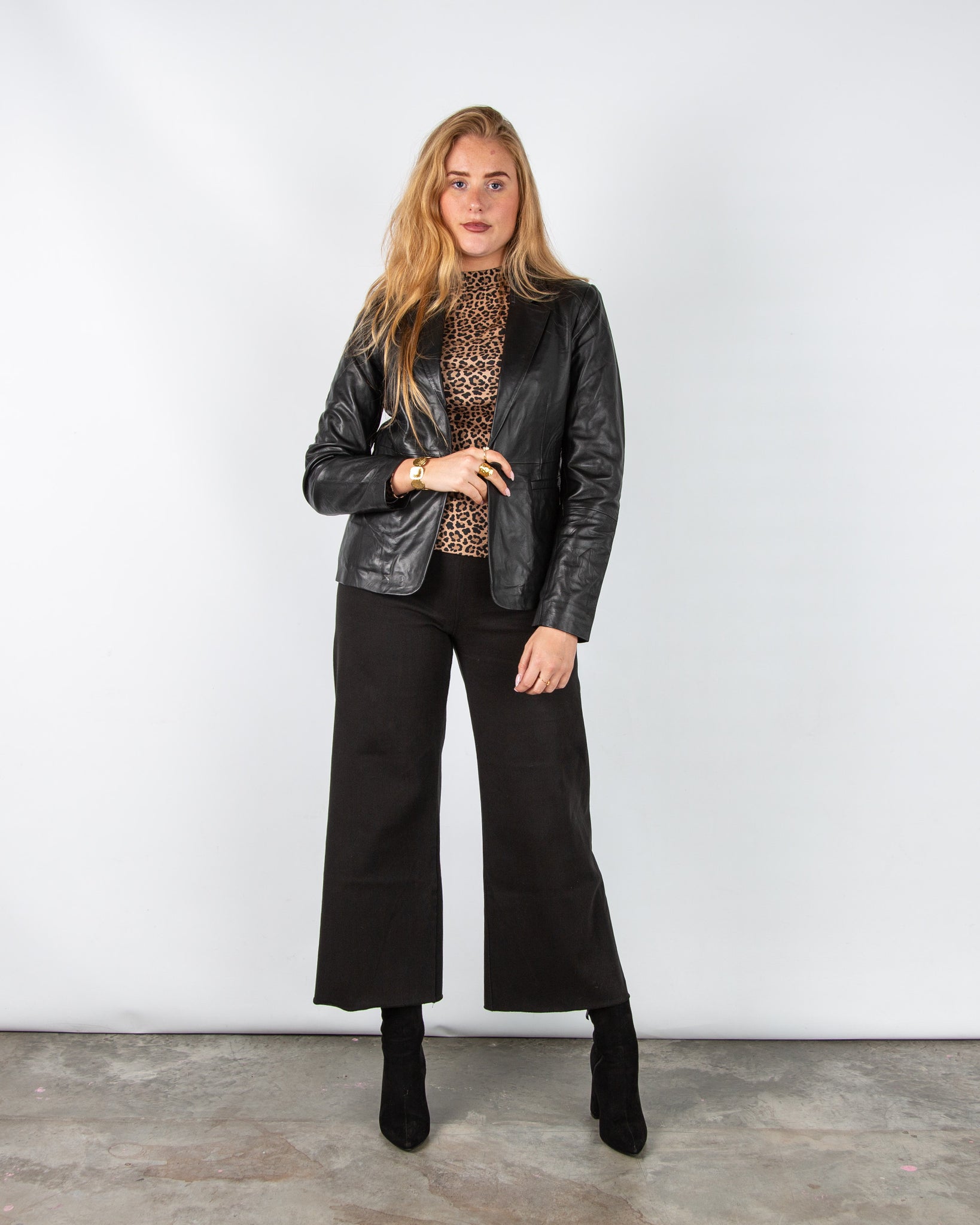 Part Two Vega Single Breasted Leather Blazer Black