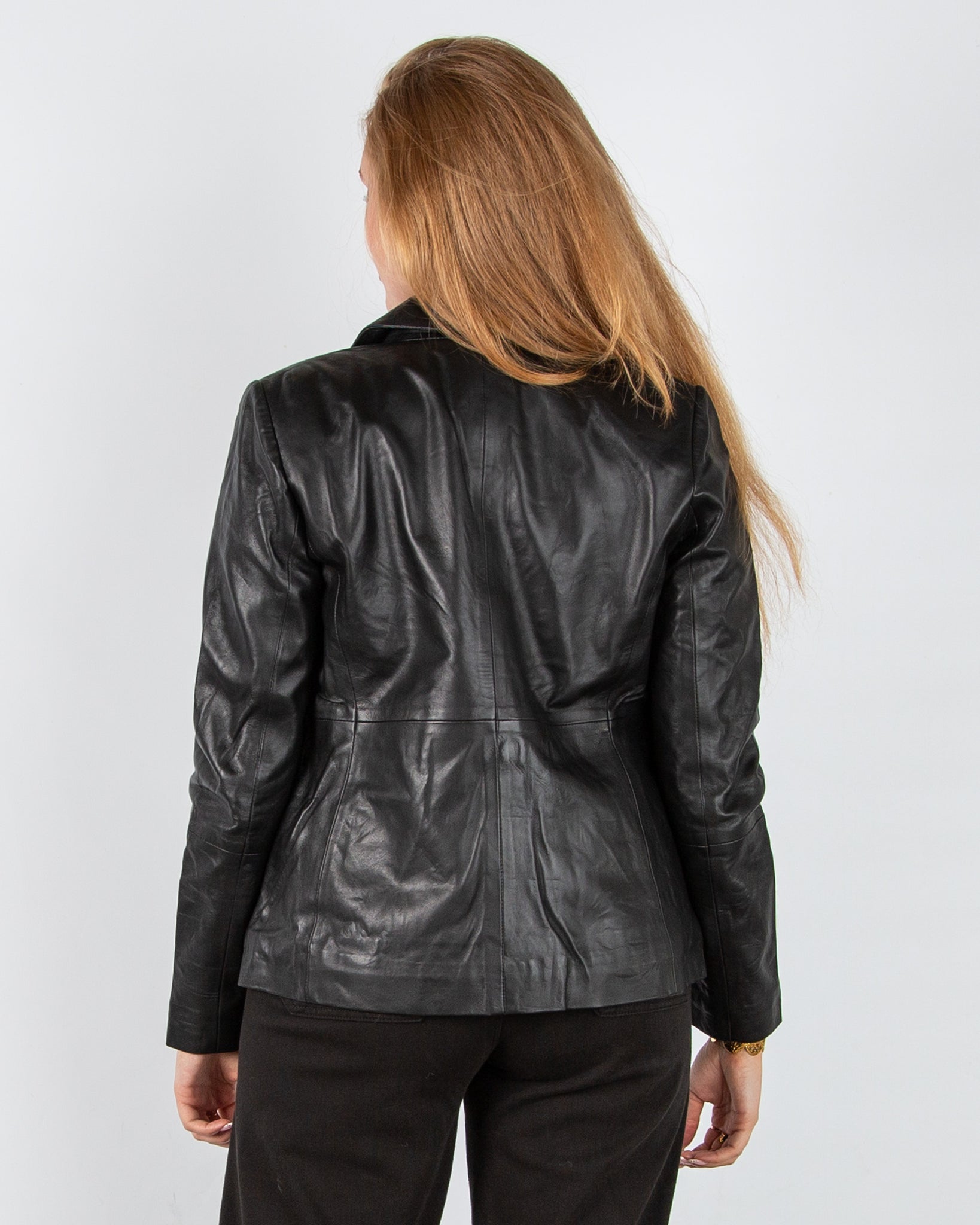 Part Two Vega Single Breasted Leather Blazer Black